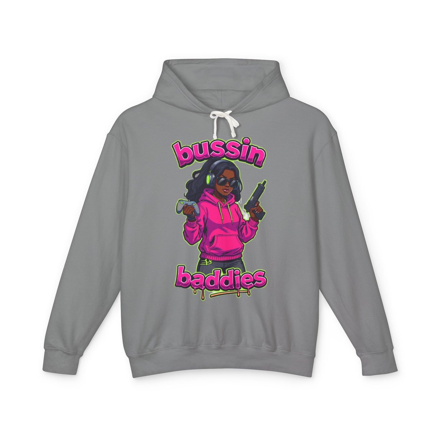 Bussin Baddies Unisex Lightweight Hoodie, Trendy Streetwear, Casual Fashion, Gift for Her, Unique Graphic Sweatshirt