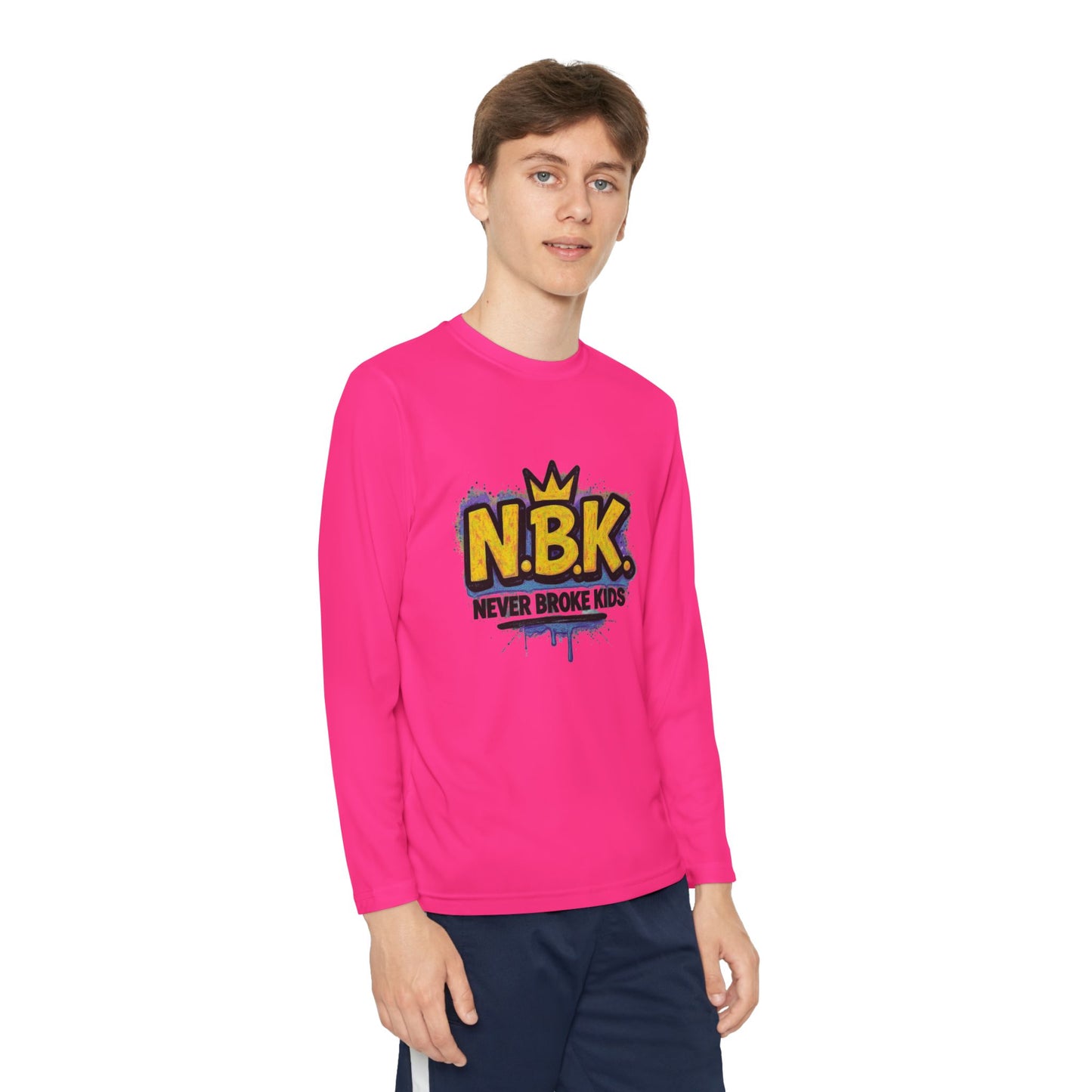 Youth Long Sleeve Tee - NBK Never Broke Kids, Cool Graphic Top for Kids, Growing Up, Birthday Gift, Casual Wear, Trendy Fashion