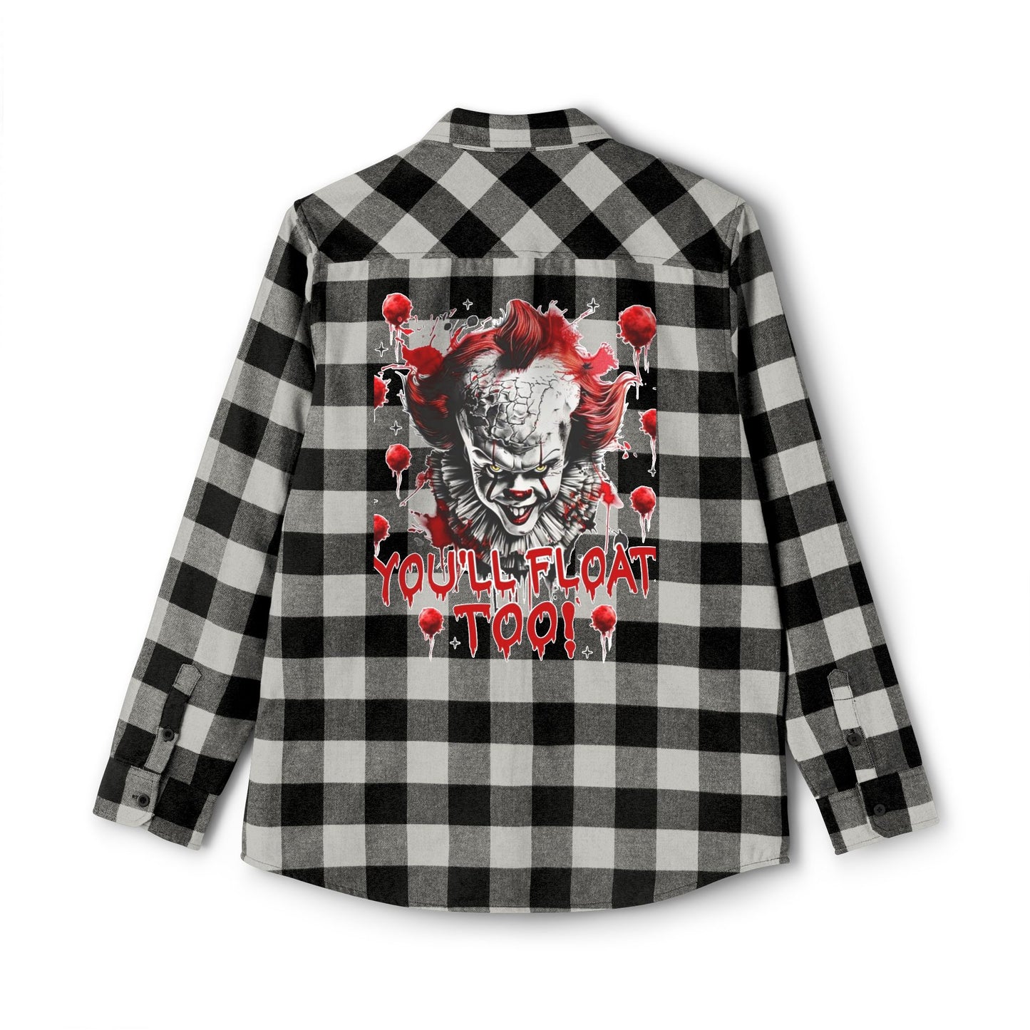 Unisex Flannel Shirt with Creepy Clown Design, Perfect for Fall Outfits, Halloween Parties, Casual Wear, Horror Fans, Cozy Style