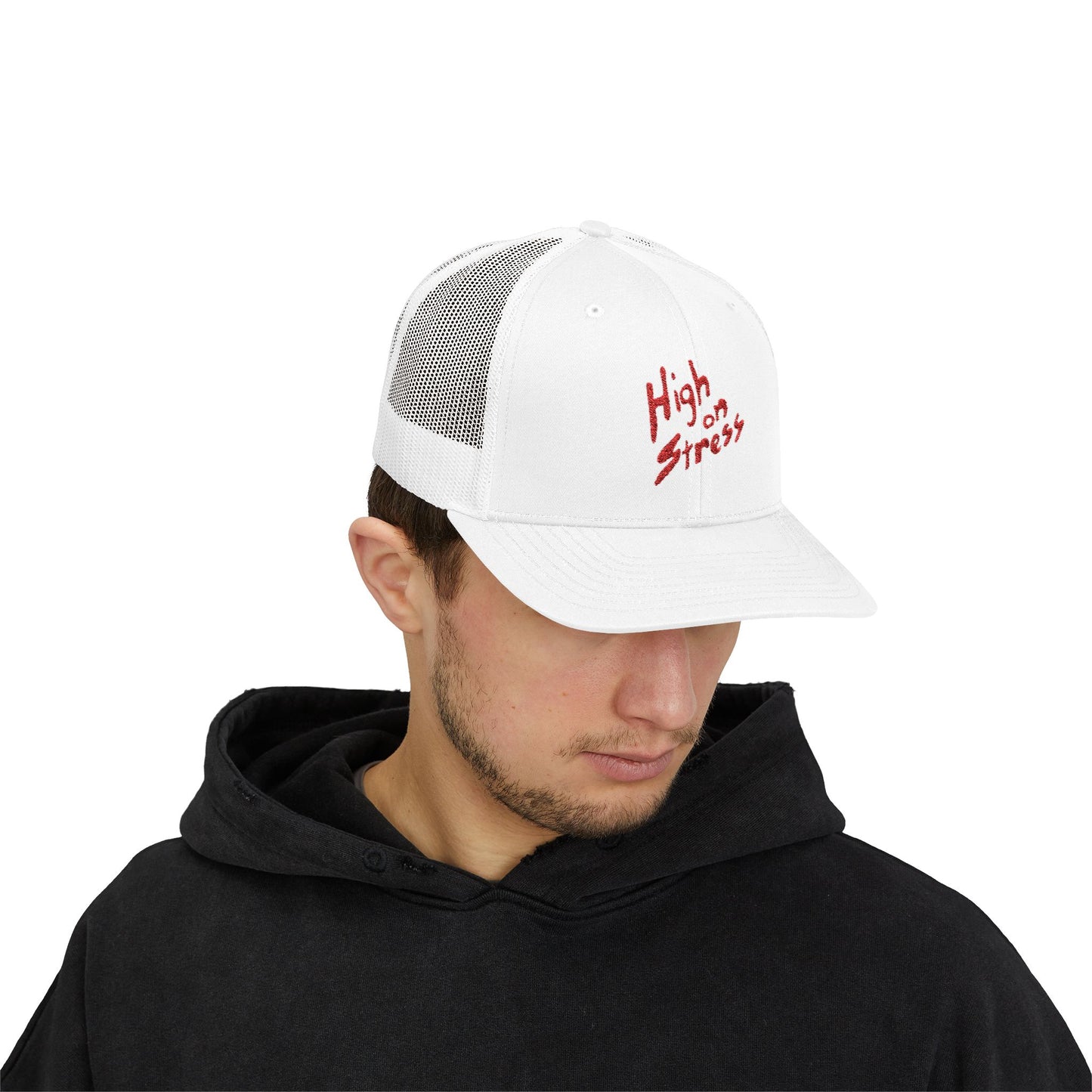 High on Stress Snapback Trucker Cap, Funny Cap for Stress Relief, Quirky Gift for Gamers, Casual Streetwear, Summer Essentials