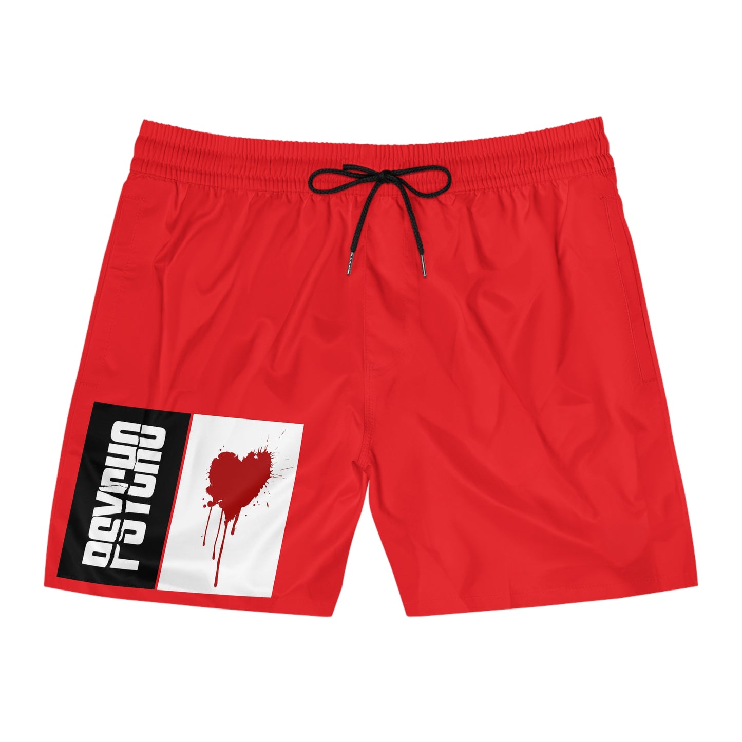 Psycho Heart Swim Shorts, Bold Men’s Swimwear, Vacation Essentials, Summer Pool Party Outfit, Unique Beachwear, Gifts for Him