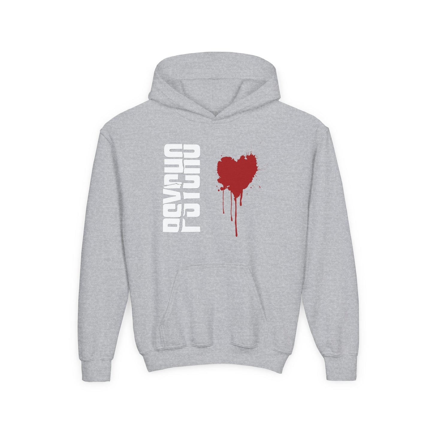 Youth Hooded Sweatshirt with Heart Design, Cozy Pullover, Trendy Sweatshirt, Gift for Teens, Casual Wear, Fashion Hoodie