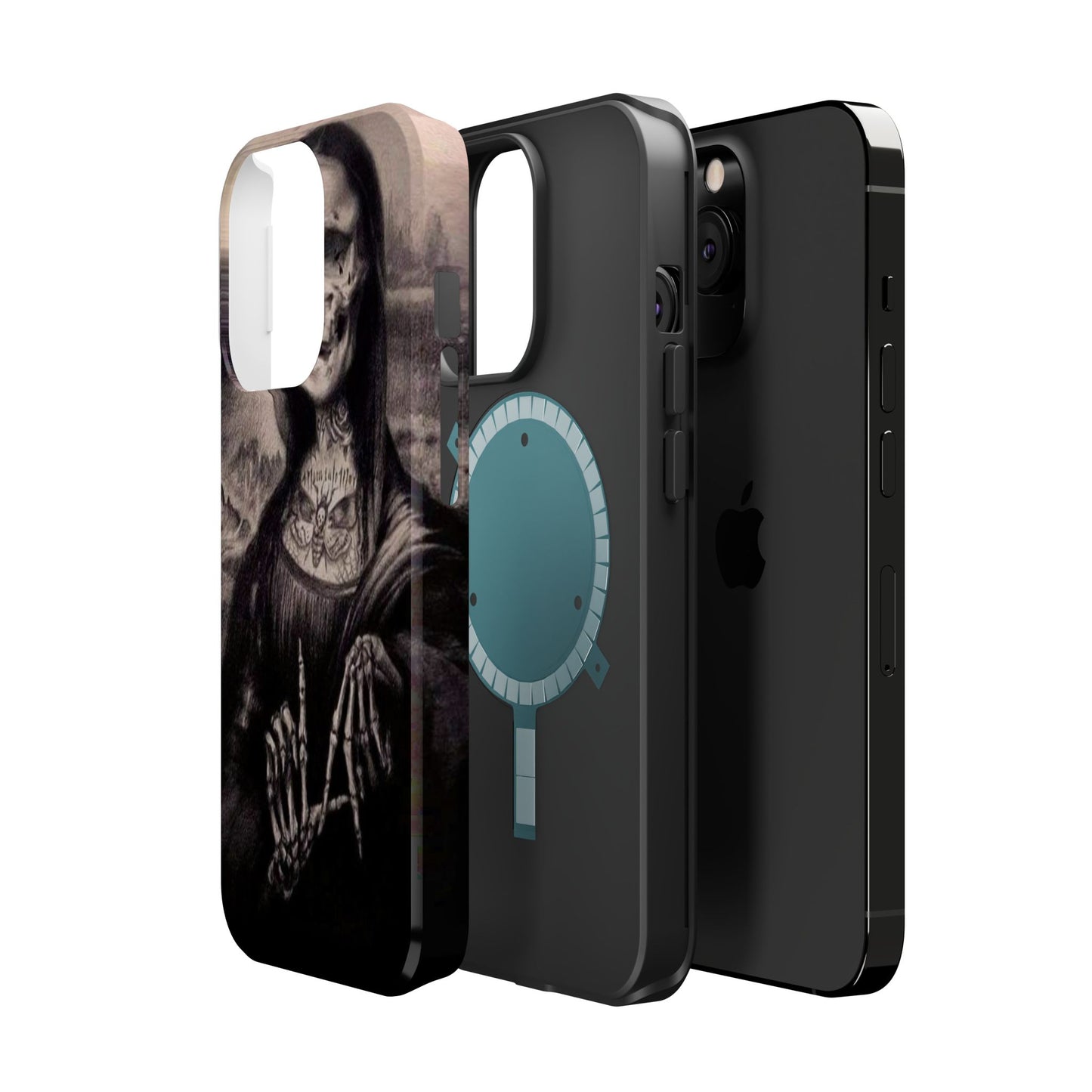 Gothic Art Phone Case, Skeleton Design, Impact-Resistant Cover, Unique Gift, Halloween Accessory, Edgy Tech Gear