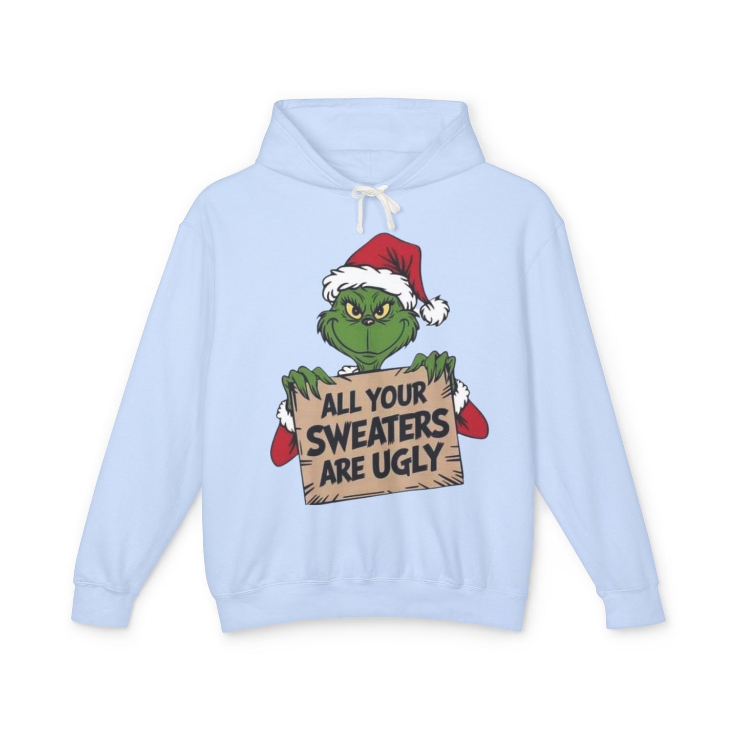 Grinch-Inspired Holiday Hoodie, Cozy Grinch Sweatshirt, Christmas Gift, Ugly Sweater Party Apparel, Unisex Lightweight Hoodie