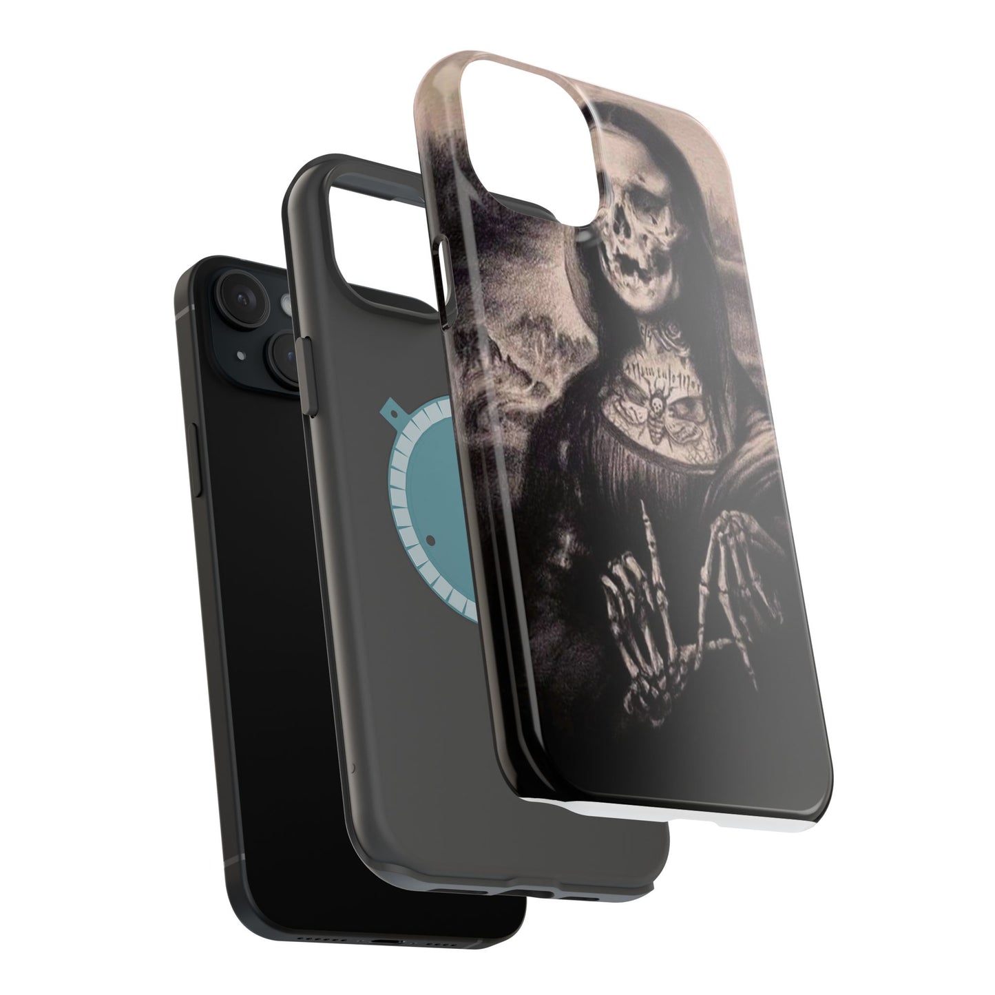 Gothic Art Phone Case, Skeleton Design, Impact-Resistant Cover, Unique Gift, Halloween Accessory, Edgy Tech Gear