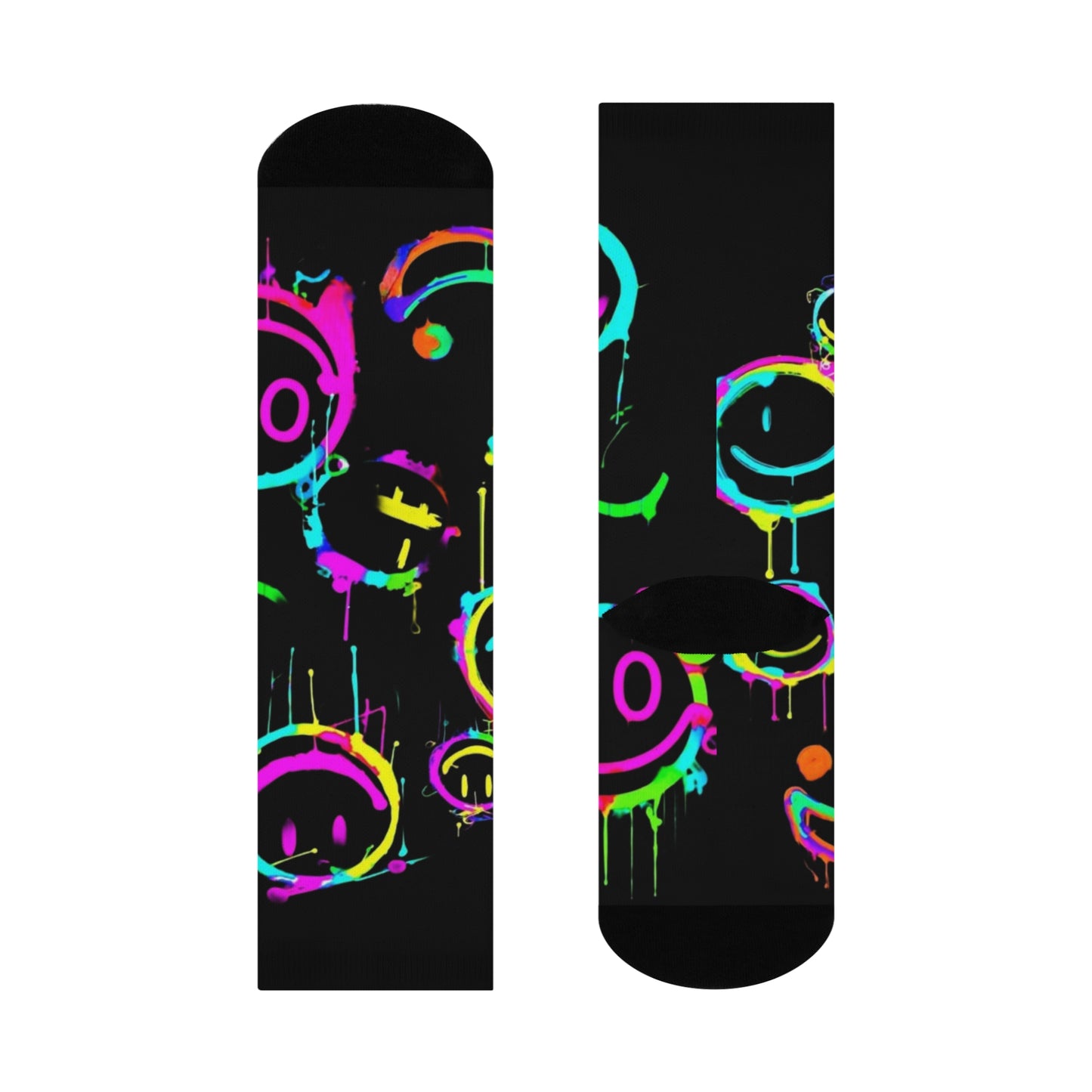 Colorful Happy Face Crew Socks, Fun Socks, Vibrant Socks, Gift for Friends, Cheerful Footwear, Mood Lifting Accessories