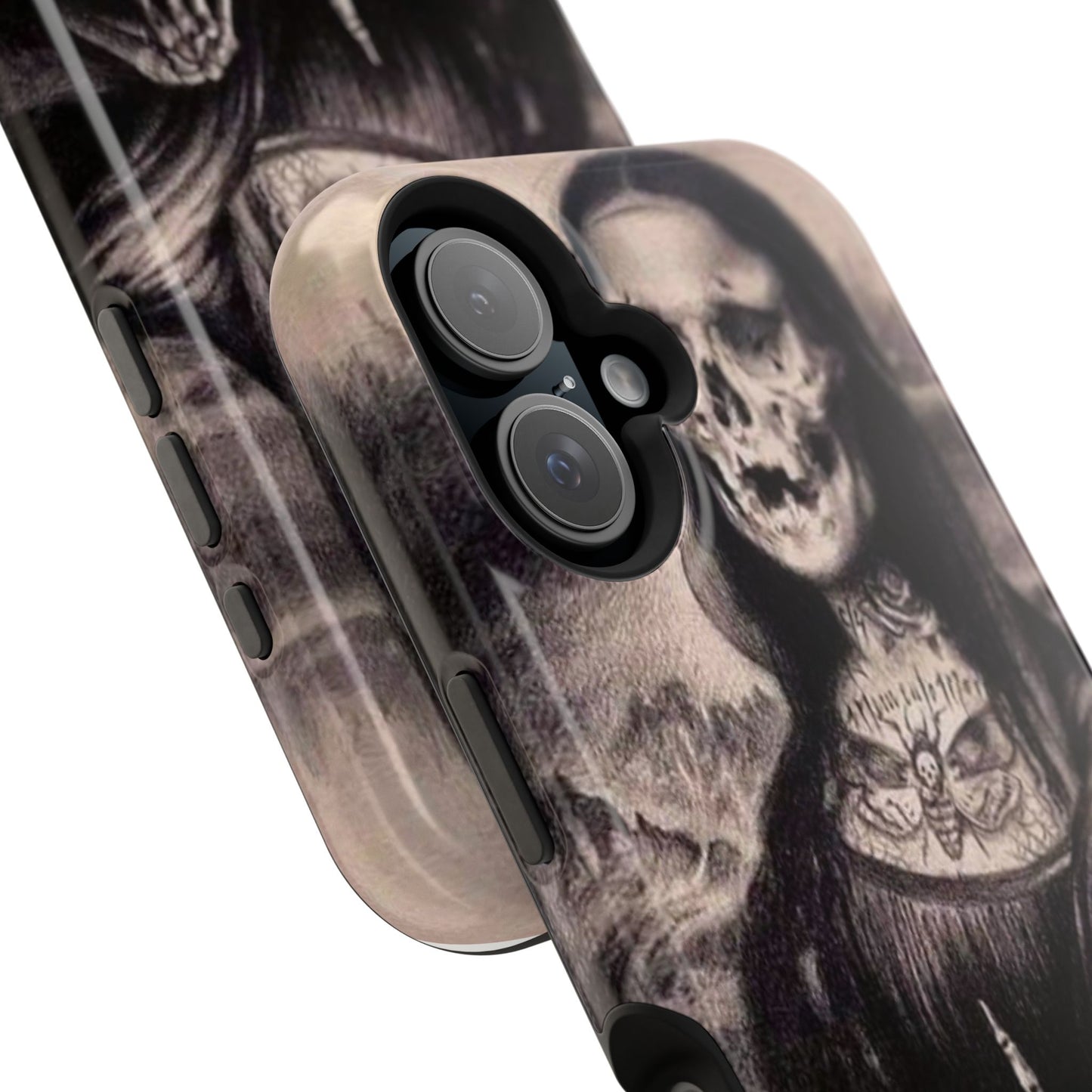 Gothic Art Phone Case, Skeleton Design, Impact-Resistant Cover, Unique Gift, Halloween Accessory, Edgy Tech Gear