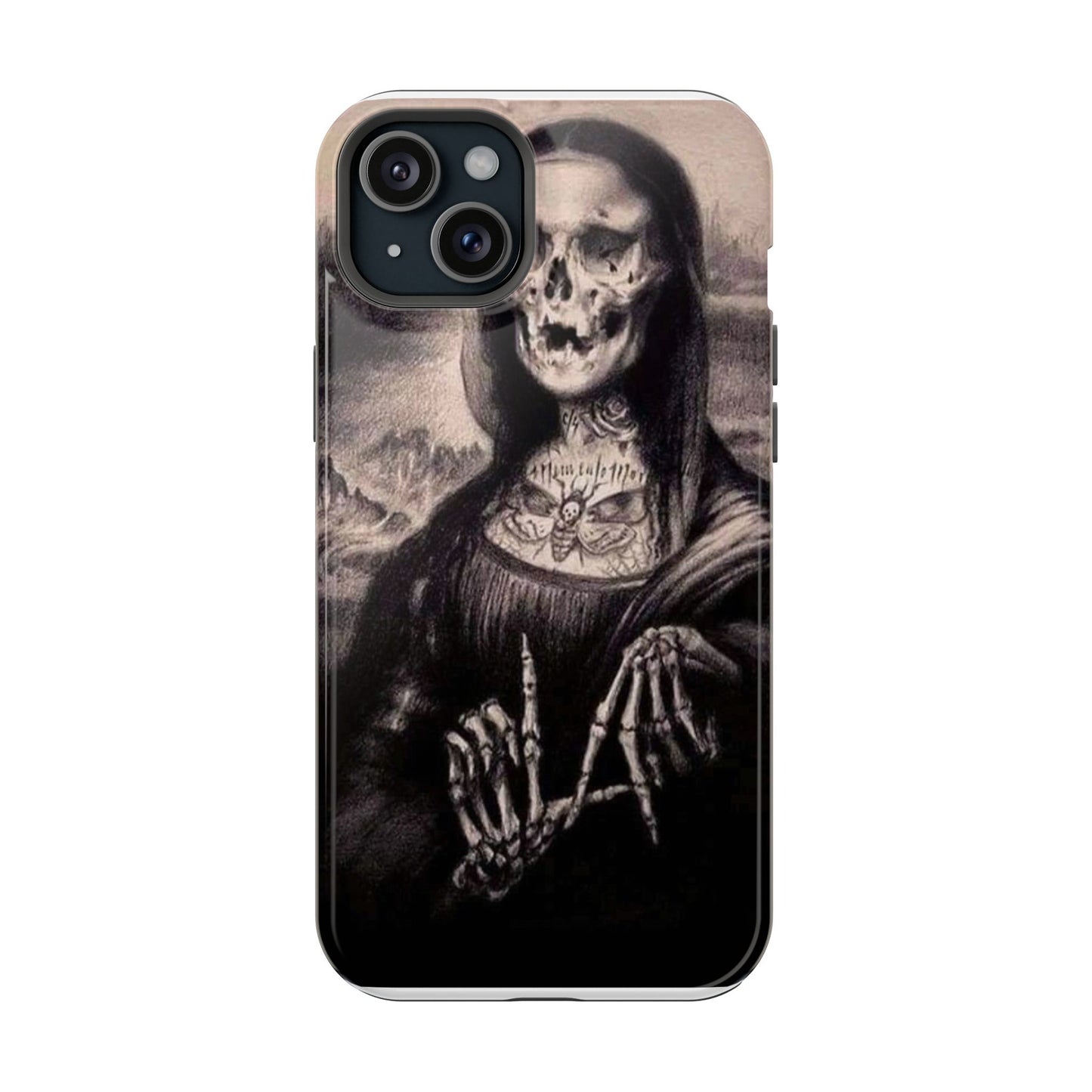 Gothic Art Phone Case, Skeleton Design, Impact-Resistant Cover, Unique Gift, Halloween Accessory, Edgy Tech Gear