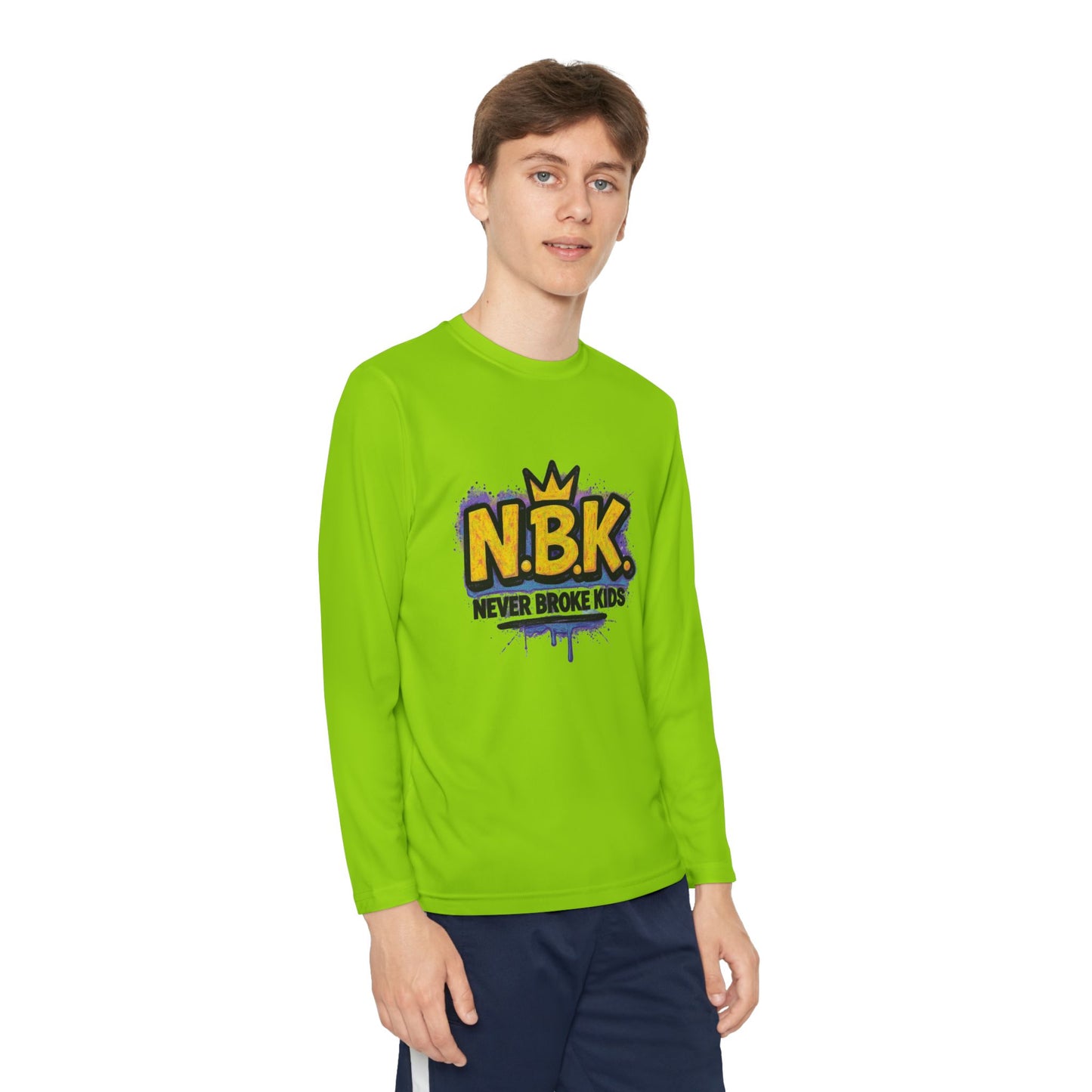 Youth Long Sleeve Tee - NBK Never Broke Kids, Cool Graphic Top for Kids, Growing Up, Birthday Gift, Casual Wear, Trendy Fashion