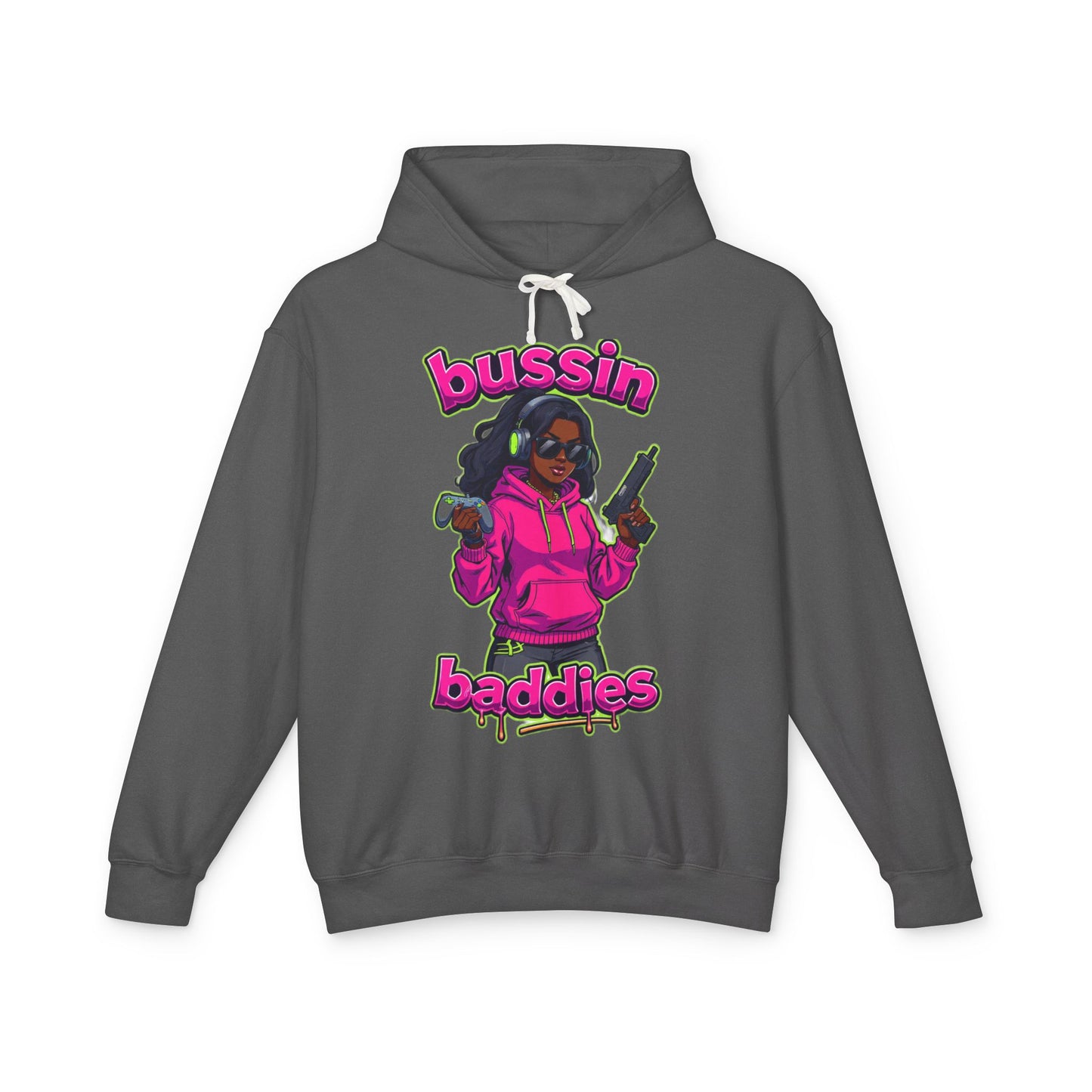 Bussin Baddies Unisex Lightweight Hoodie, Trendy Streetwear, Casual Fashion, Gift for Her, Unique Graphic Sweatshirt