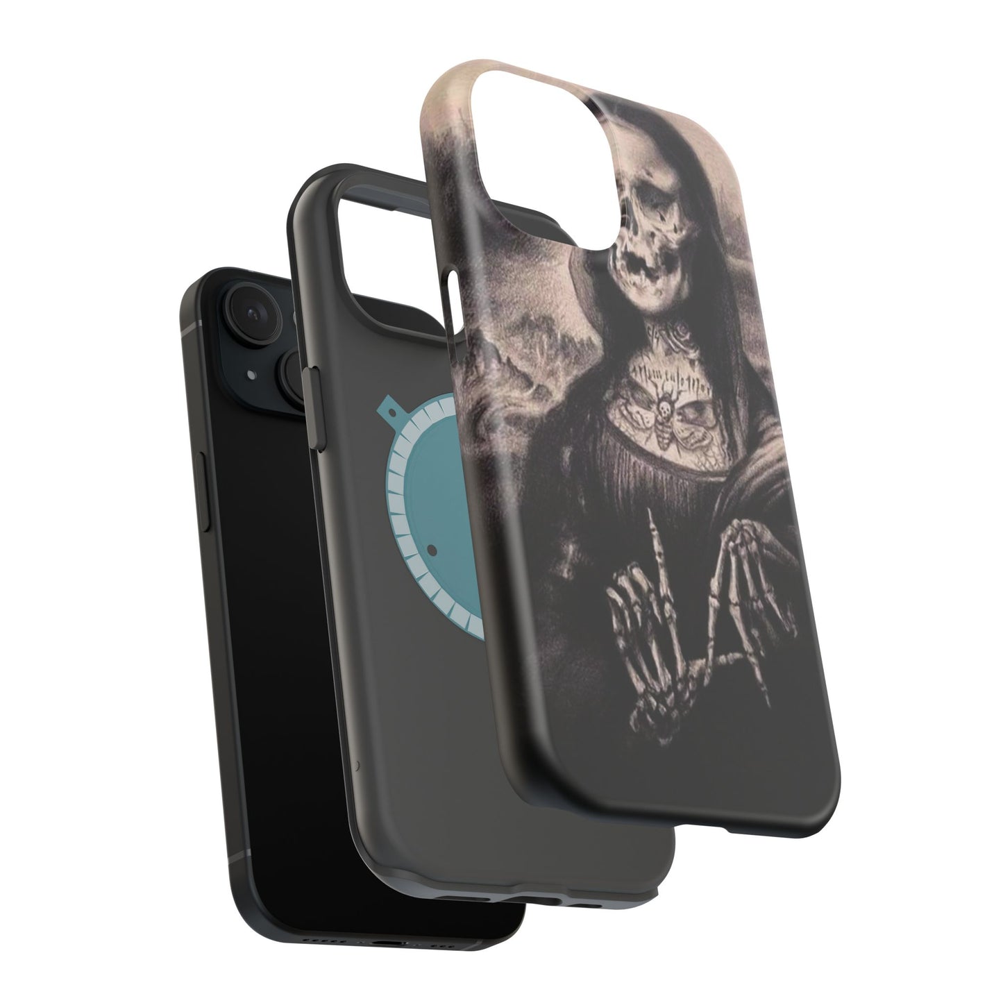 Gothic Art Phone Case, Skeleton Design, Impact-Resistant Cover, Unique Gift, Halloween Accessory, Edgy Tech Gear