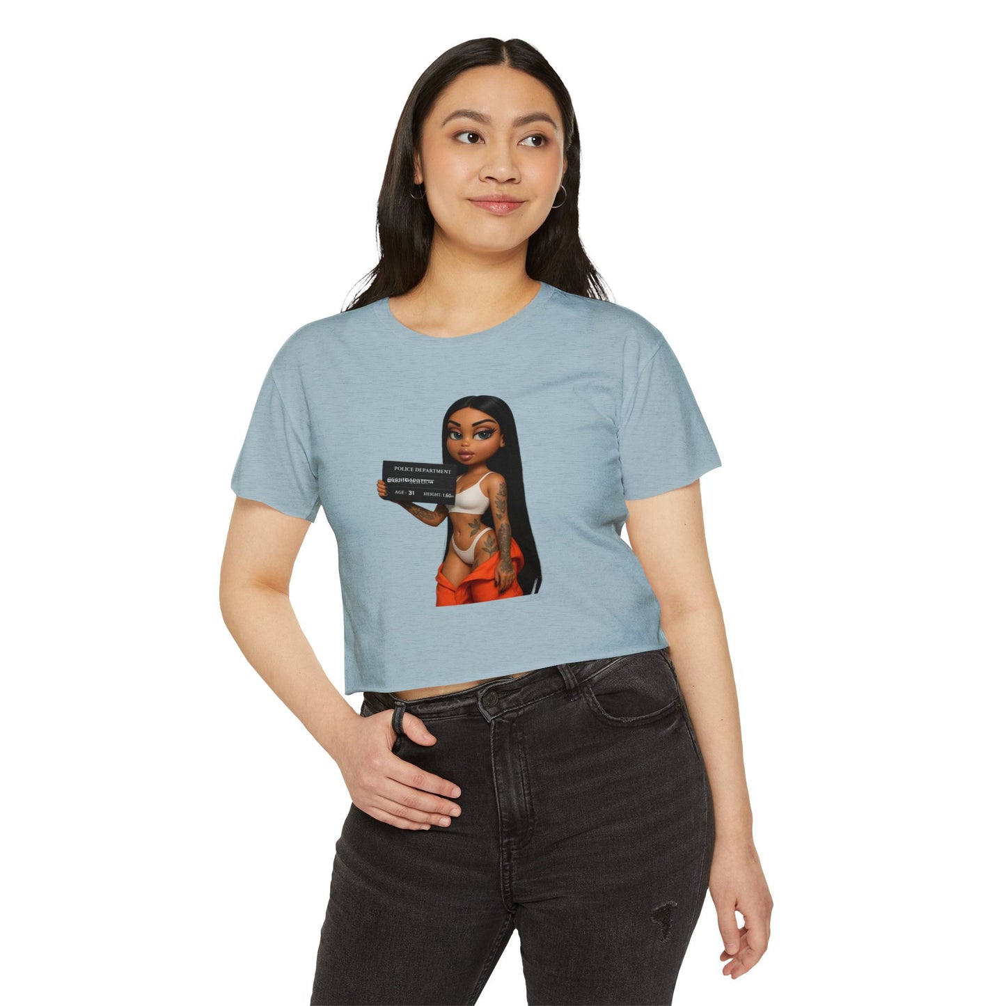 Women’s Festival Crop Top with Playful Graphic | Bohemian Style, Summer Essential, Music Festival Outfit, Casual Wear, Trendy Tee