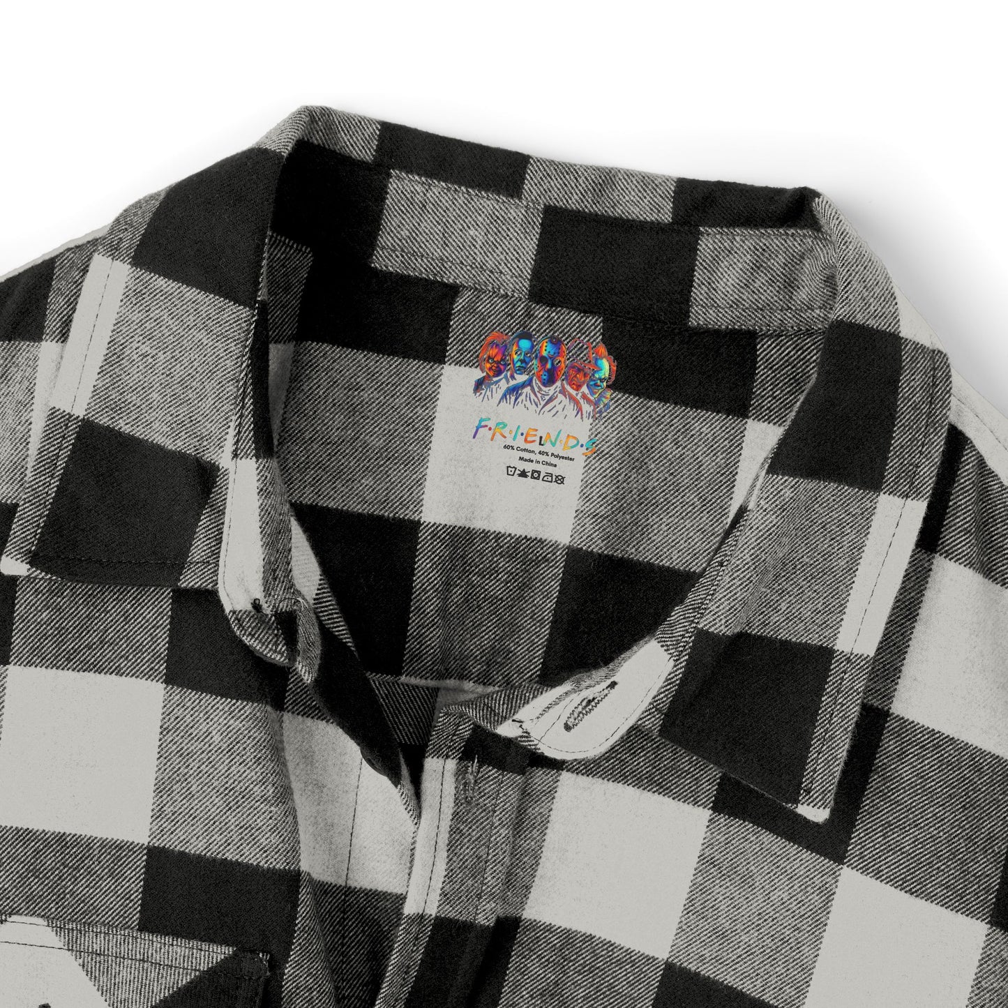 Edgy Graphic Flannel Shirt - Unisex, Perfect for Halloween, Casual Outings, Outdoor Adventures, Gifts for Fans, Trendy Style