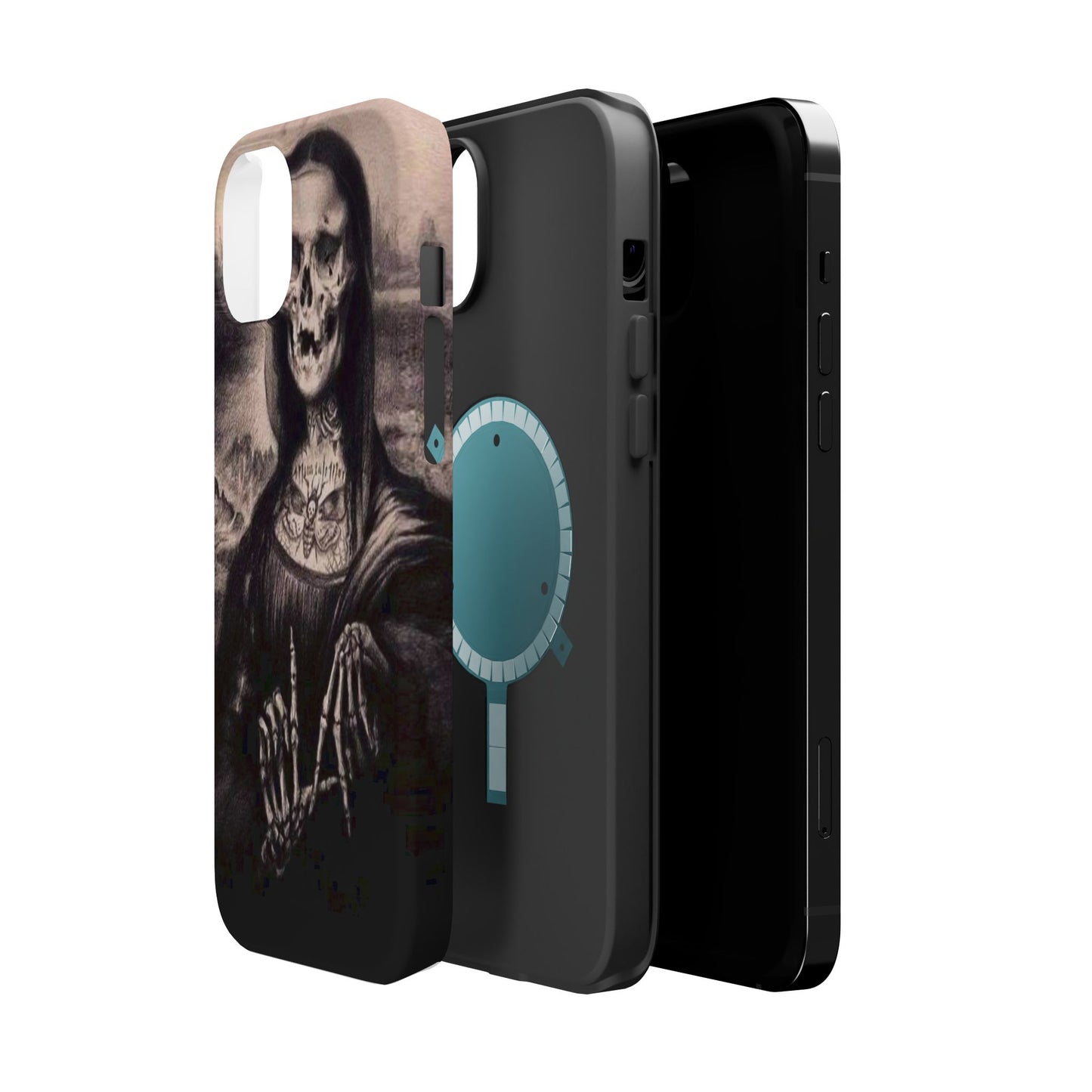Gothic Art Phone Case, Skeleton Design, Impact-Resistant Cover, Unique Gift, Halloween Accessory, Edgy Tech Gear