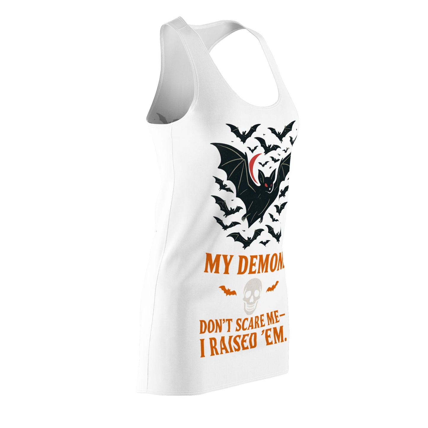 Spooky Bat-Themed Racerback Dress | Halloween Costume, Party Dress, Unique Gift, Casual Outfit, Spooky Season Wear