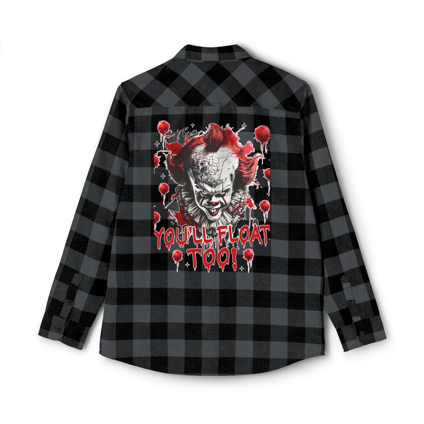 Unisex Flannel Shirt with Creepy Clown Design, Perfect for Fall Outfits, Halloween Parties, Casual Wear, Horror Fans, Cozy Style