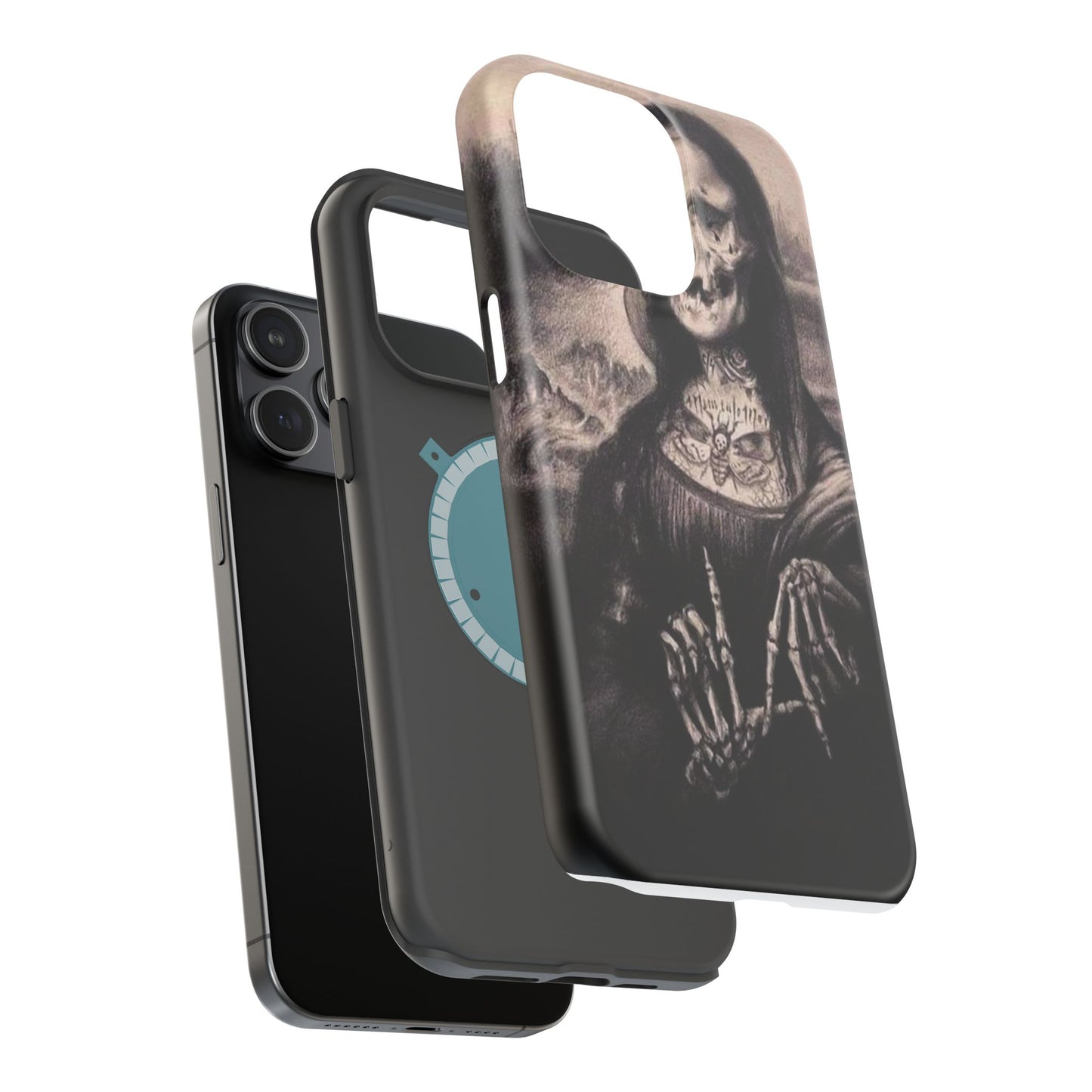 Gothic Art Phone Case, Skeleton Design, Impact-Resistant Cover, Unique Gift, Halloween Accessory, Edgy Tech Gear