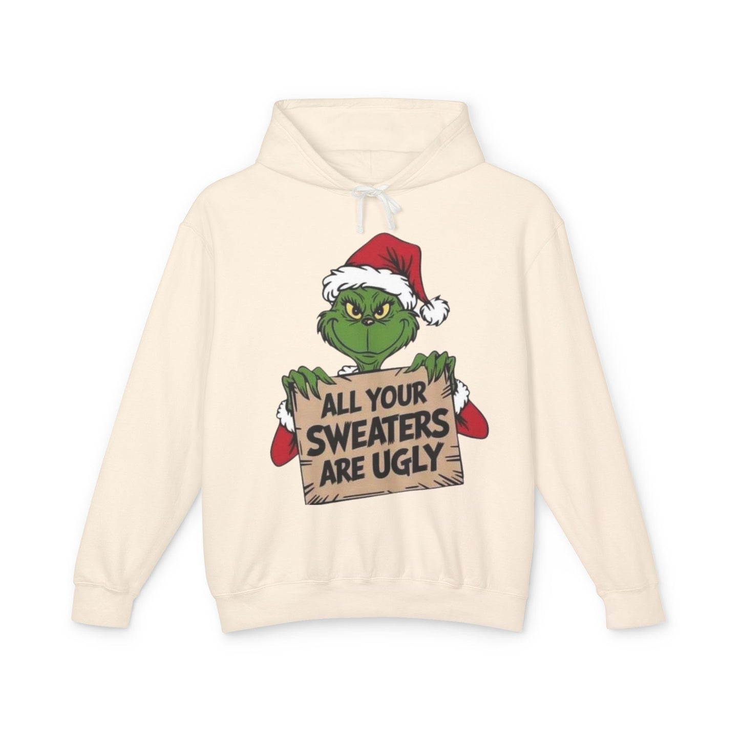 Grinch-Inspired Holiday Hoodie, Cozy Grinch Sweatshirt, Christmas Gift, Ugly Sweater Party Apparel, Unisex Lightweight Hoodie