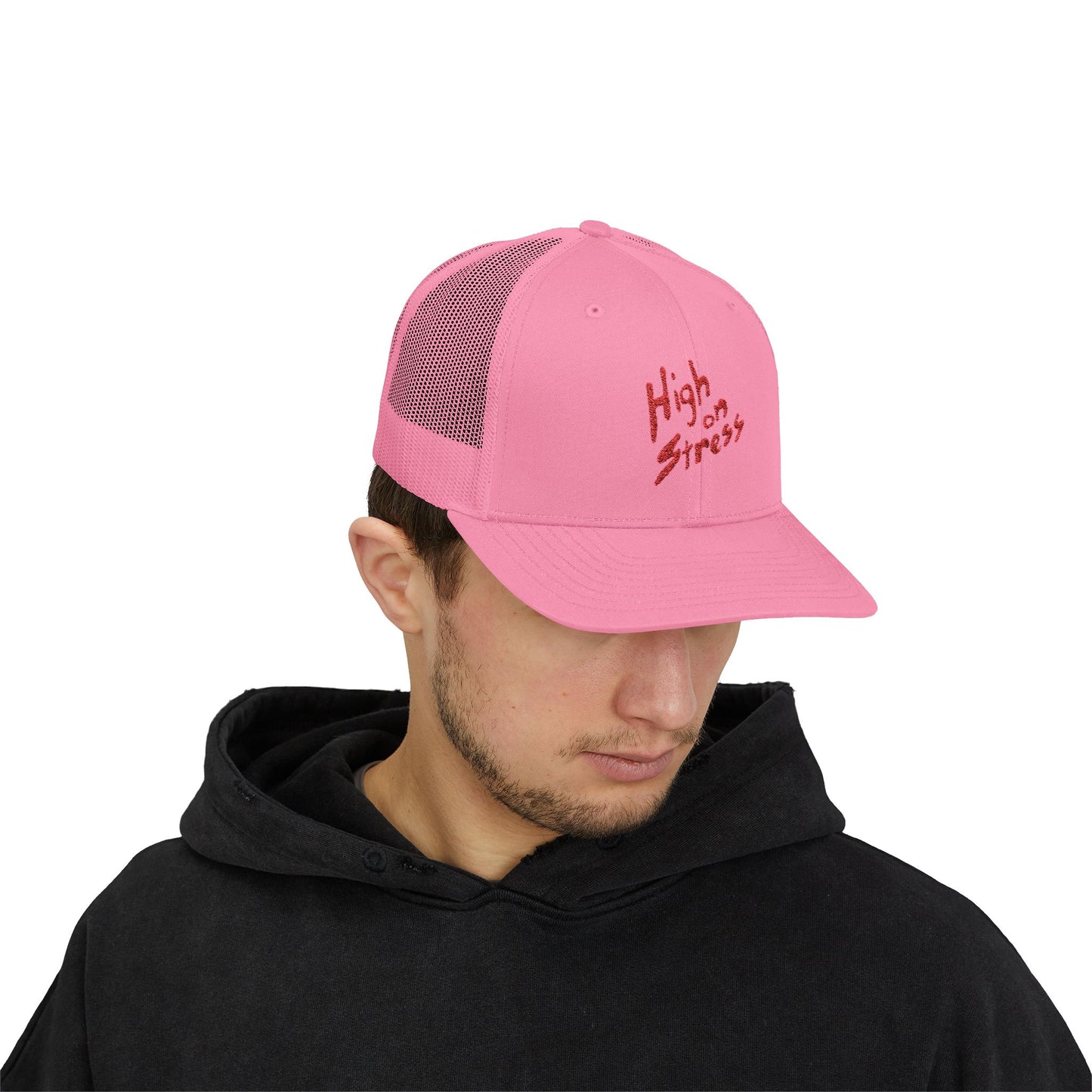 High on Stress Snapback Trucker Cap, Funny Cap for Stress Relief, Quirky Gift for Gamers, Casual Streetwear, Summer Essentials