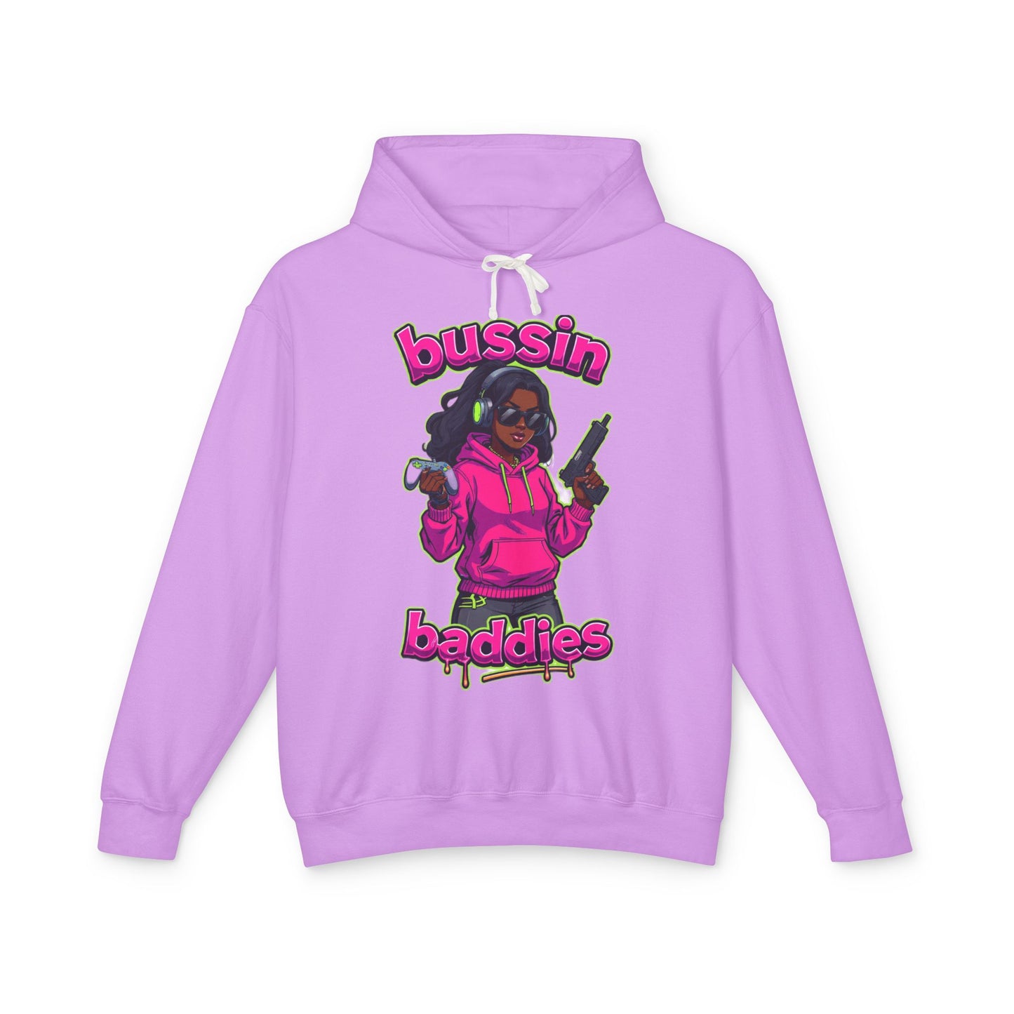 Bussin Baddies Unisex Lightweight Hoodie, Trendy Streetwear, Casual Fashion, Gift for Her, Unique Graphic Sweatshirt