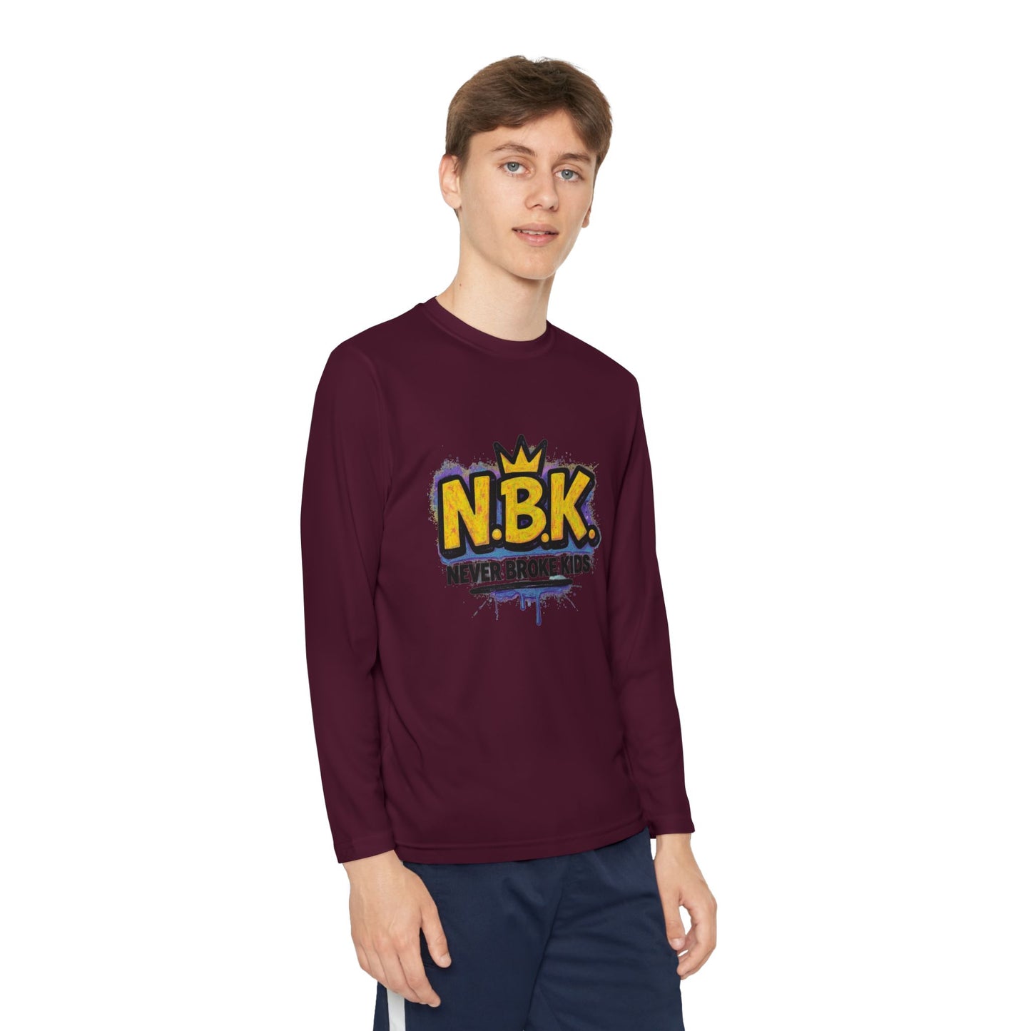 Youth Long Sleeve Tee - NBK Never Broke Kids, Cool Graphic Top for Kids, Growing Up, Birthday Gift, Casual Wear, Trendy Fashion