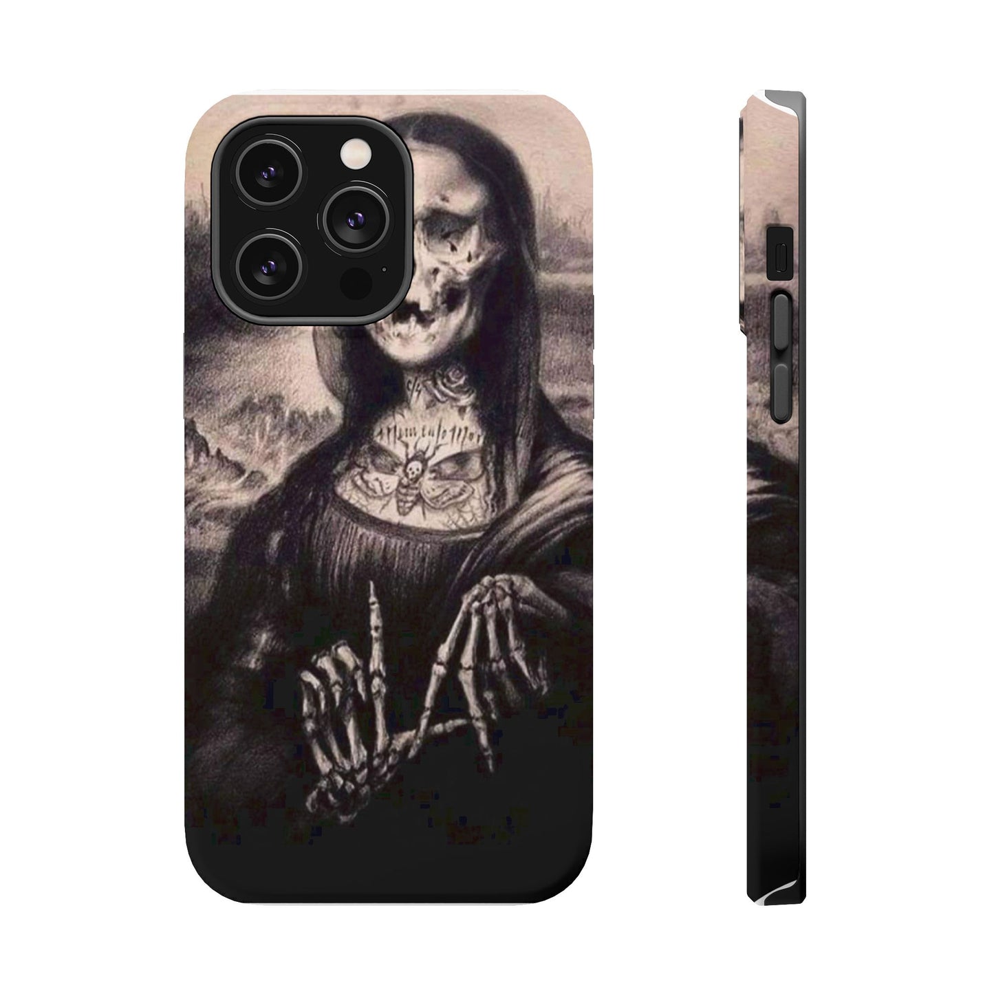 Gothic Art Phone Case, Skeleton Design, Impact-Resistant Cover, Unique Gift, Halloween Accessory, Edgy Tech Gear