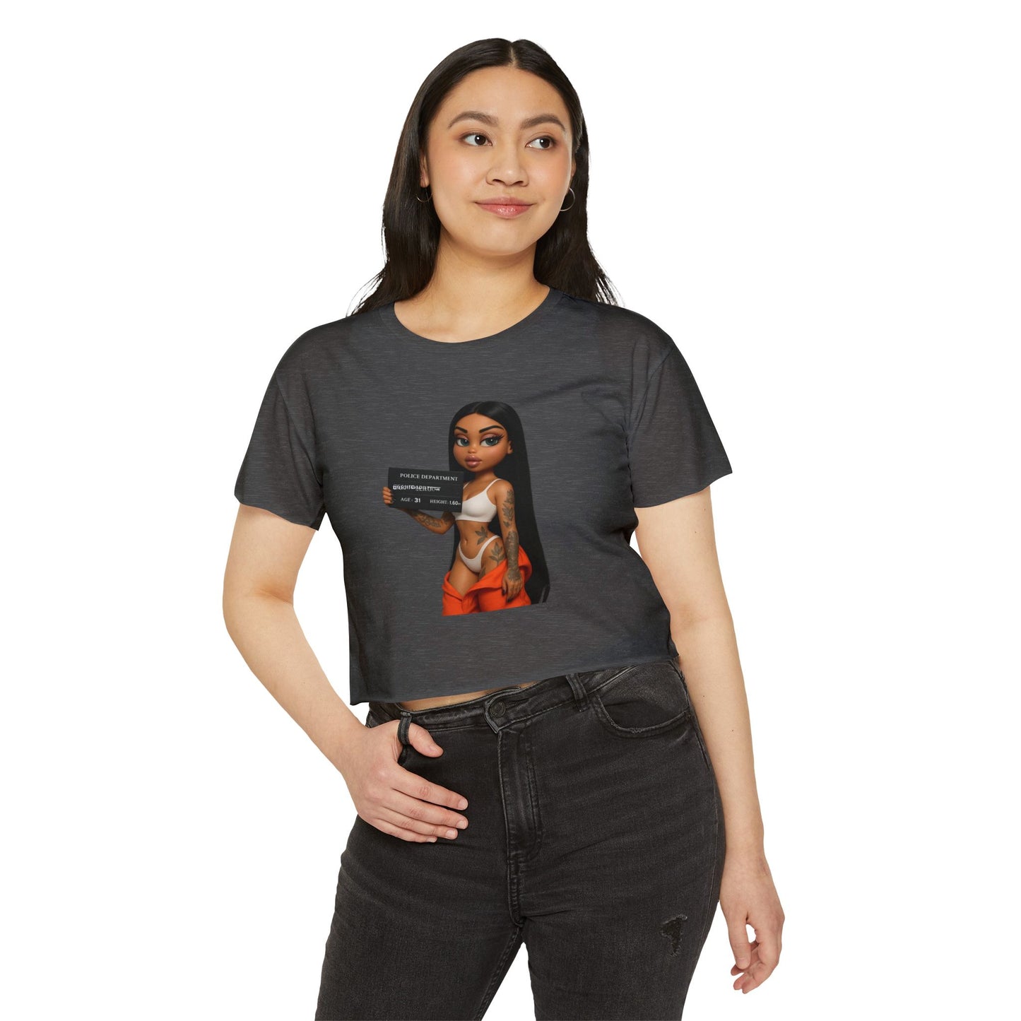 Women’s Festival Crop Top with Playful Graphic | Bohemian Style, Summer Essential, Music Festival Outfit, Casual Wear, Trendy Tee