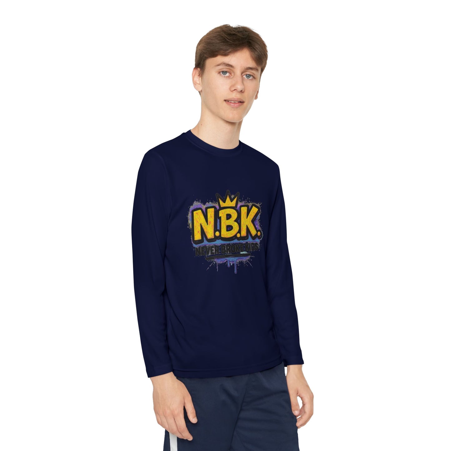Youth Long Sleeve Tee - NBK Never Broke Kids, Cool Graphic Top for Kids, Growing Up, Birthday Gift, Casual Wear, Trendy Fashion