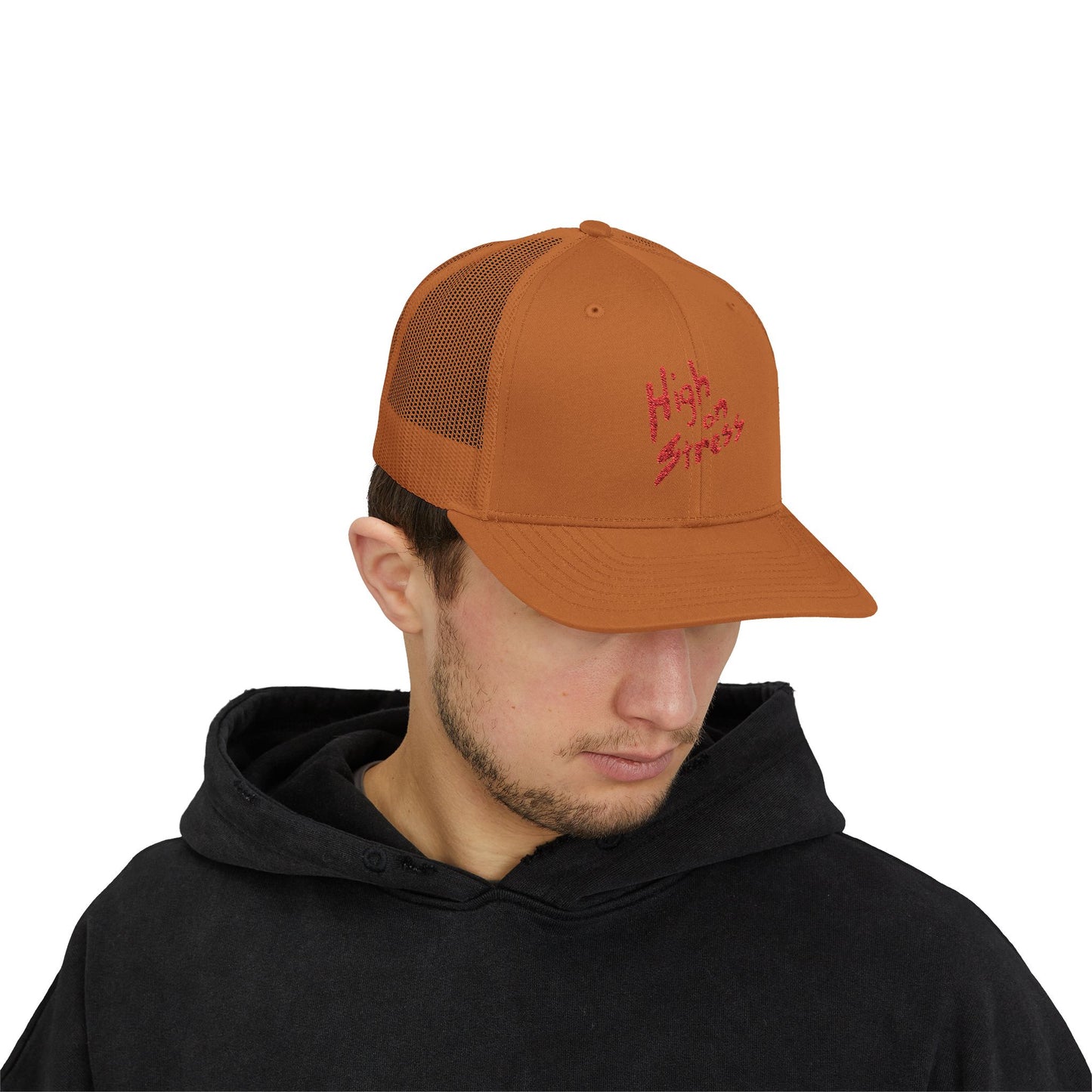 High on Stress Snapback Trucker Cap, Funny Cap for Stress Relief, Quirky Gift for Gamers, Casual Streetwear, Summer Essentials