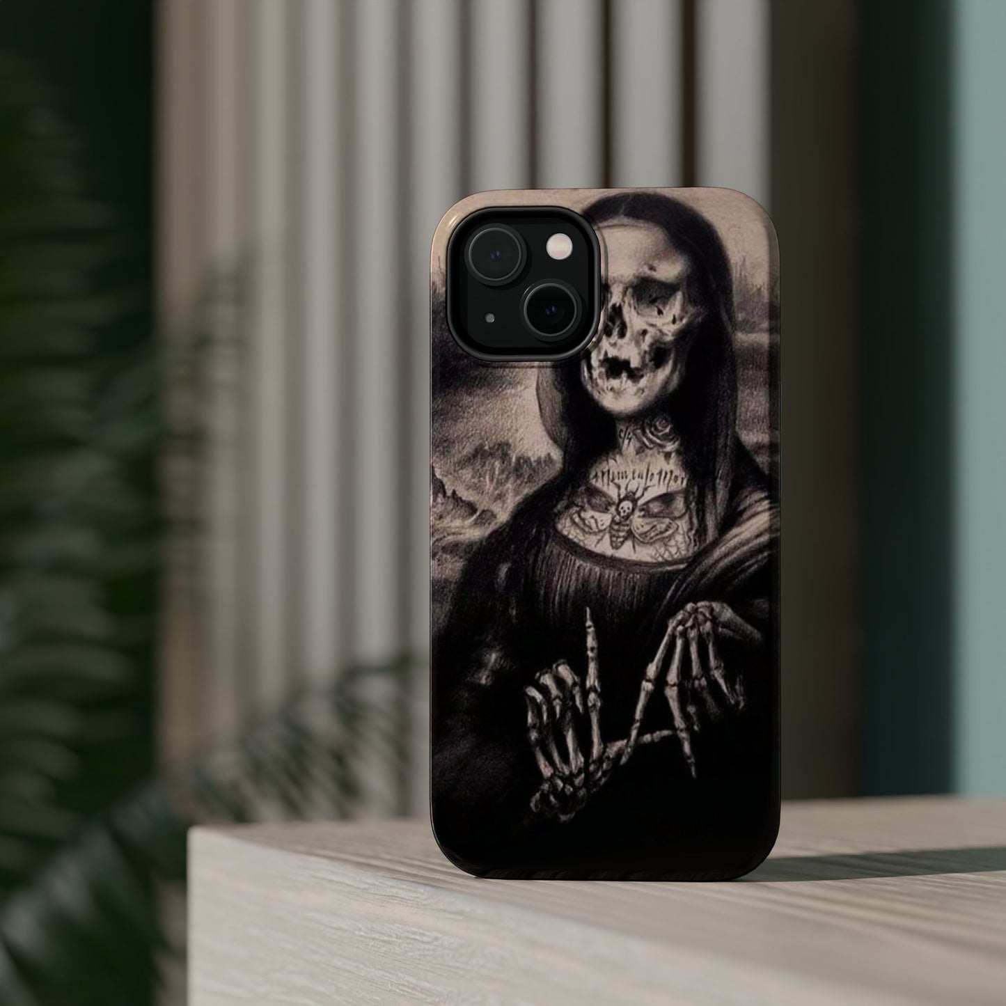 Gothic Art Phone Case, Skeleton Design, Impact-Resistant Cover, Unique Gift, Halloween Accessory, Edgy Tech Gear