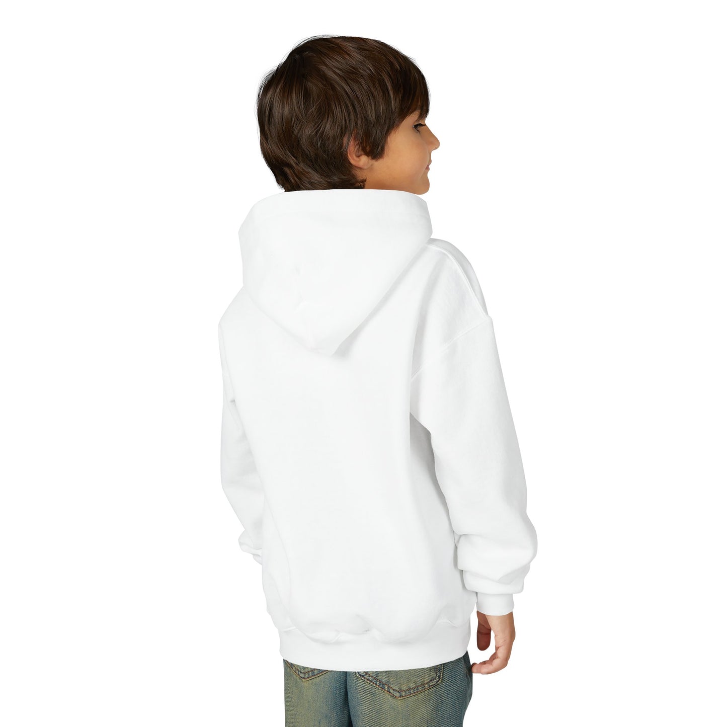 Youth Hooded Sweatshirt with Heart Design, Cozy Pullover, Trendy Sweatshirt, Gift for Teens, Casual Wear, Fashion Hoodie