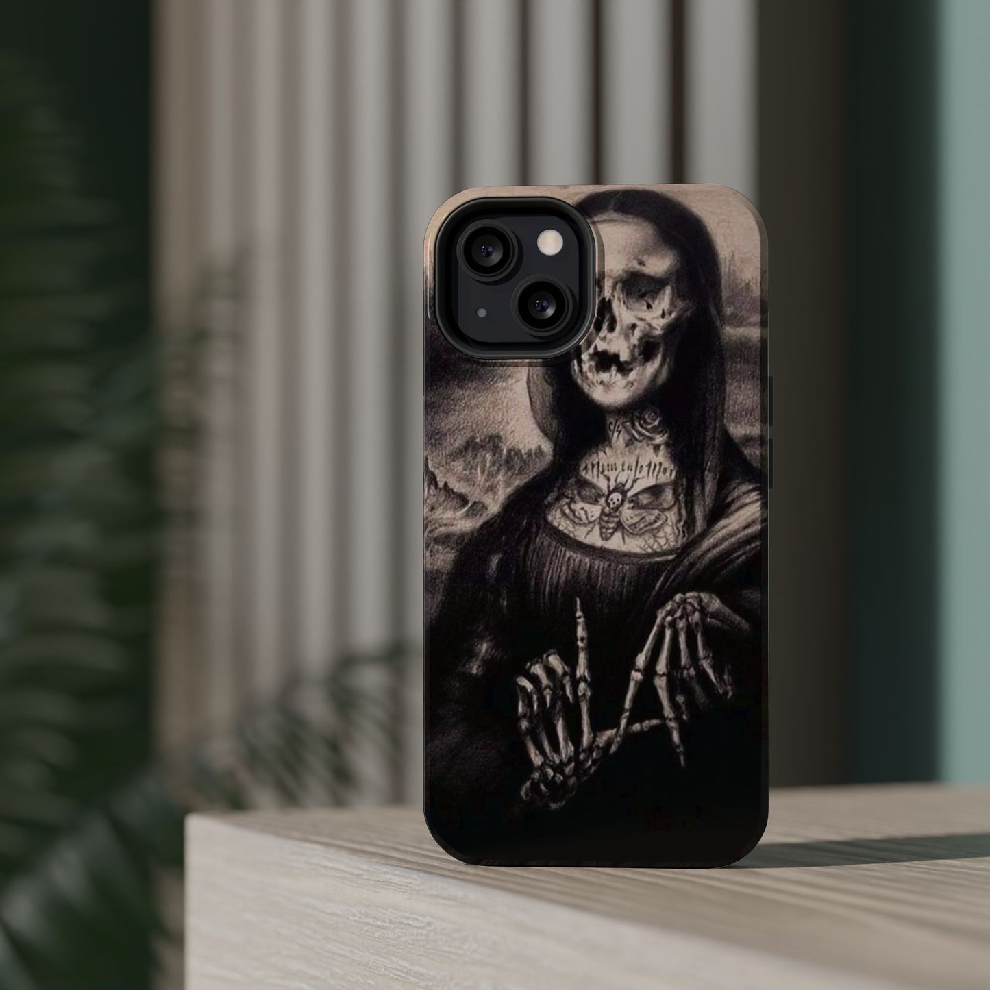 Gothic Art Phone Case, Skeleton Design, Impact-Resistant Cover, Unique Gift, Halloween Accessory, Edgy Tech Gear