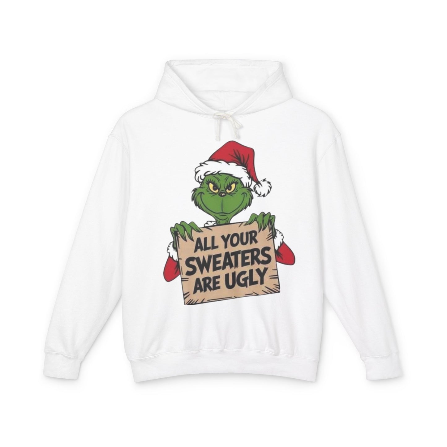 Grinch-Inspired Holiday Hoodie, Cozy Grinch Sweatshirt, Christmas Gift, Ugly Sweater Party Apparel, Unisex Lightweight Hoodie