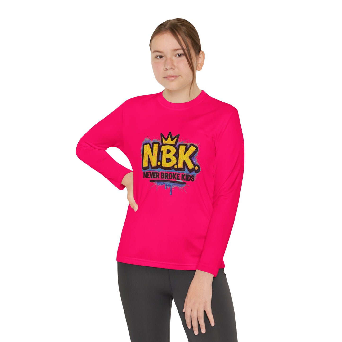 Youth Long Sleeve Tee - NBK Never Broke Kids, Cool Graphic Top for Kids, Growing Up, Birthday Gift, Casual Wear, Trendy Fashion