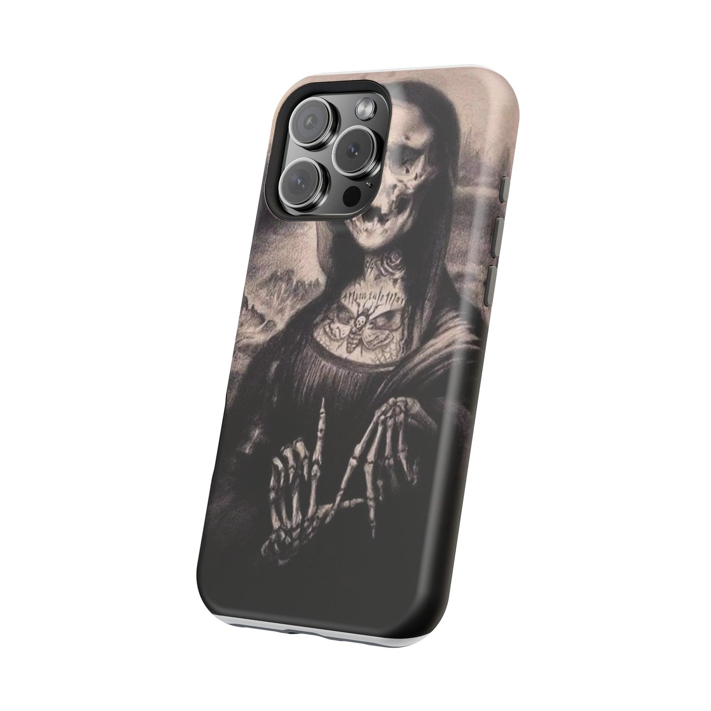 Gothic Art Phone Case, Skeleton Design, Impact-Resistant Cover, Unique Gift, Halloween Accessory, Edgy Tech Gear