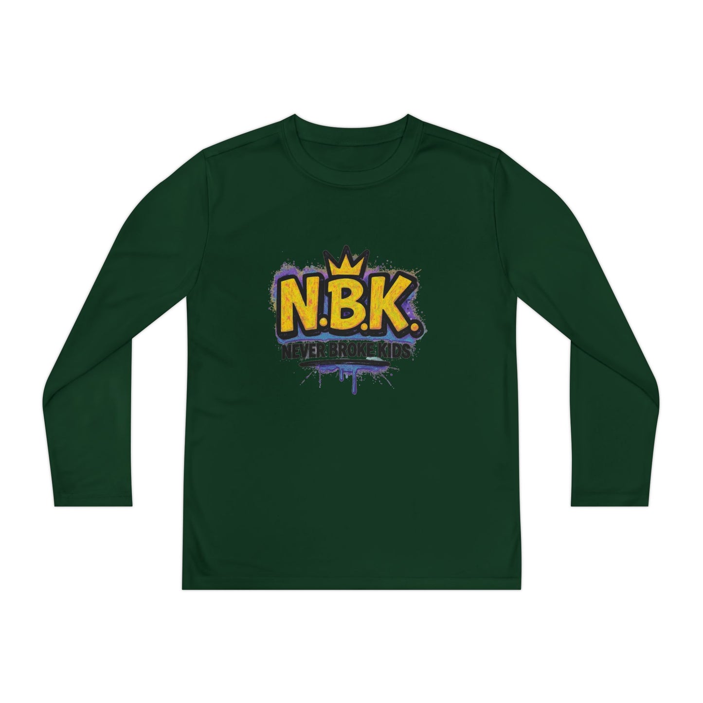 Youth Long Sleeve Tee - NBK Never Broke Kids, Cool Graphic Top for Kids, Growing Up, Birthday Gift, Casual Wear, Trendy Fashion