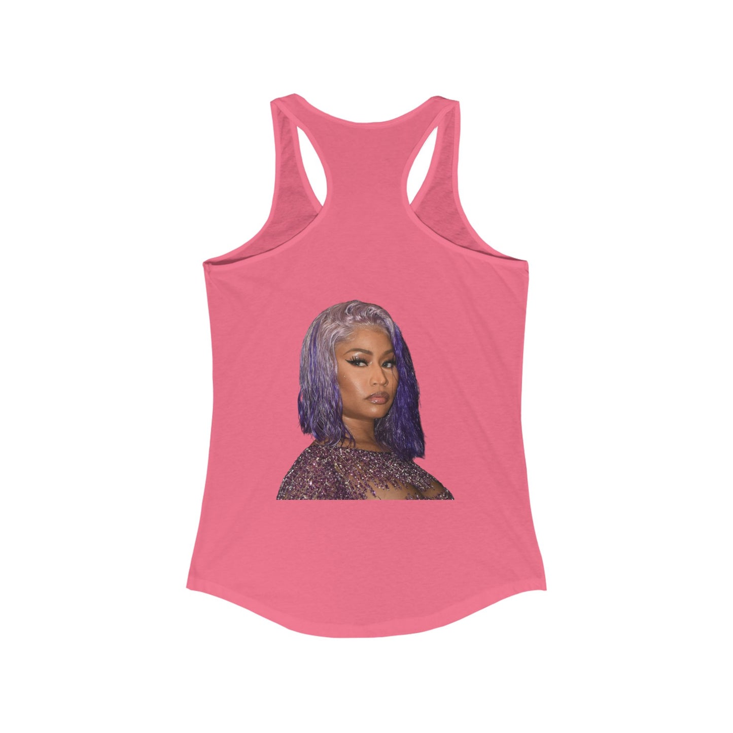 Female rap star. Stylish Women's Racerback Tank Top with Trendy Design, Summer Apparel, Festival Wear, Casual Summer Outfit, Gift Idea