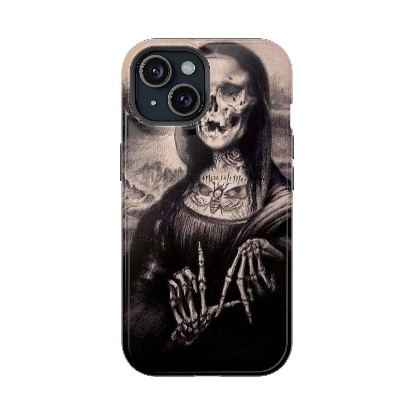 Gothic Art Phone Case, Skeleton Design, Impact-Resistant Cover, Unique Gift, Halloween Accessory, Edgy Tech Gear