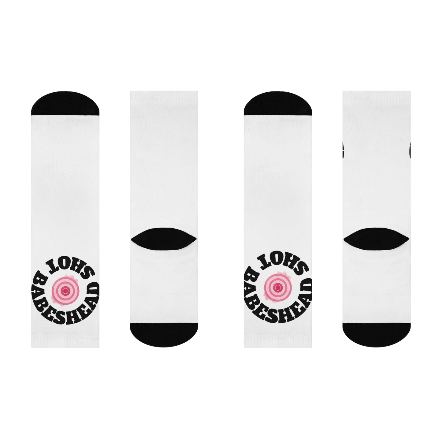 Cushioned Crew Socks with 'HEAD SHOT BABES Design | Fun Gifts for Fashion Lovers, Cozy Homewear, Unique Holiday Gifts, Statement Socks