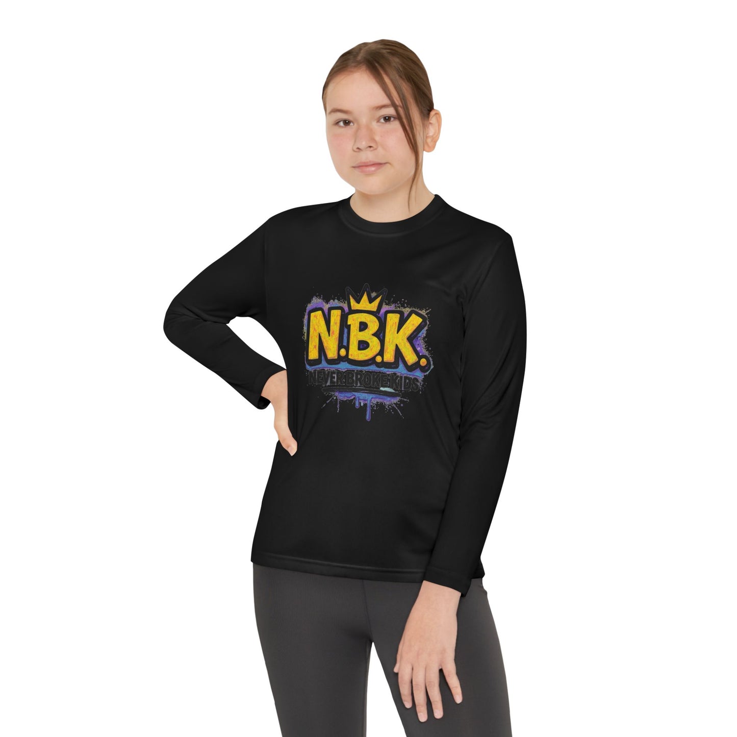 Youth Long Sleeve Tee - NBK Never Broke Kids, Cool Graphic Top for Kids, Growing Up, Birthday Gift, Casual Wear, Trendy Fashion