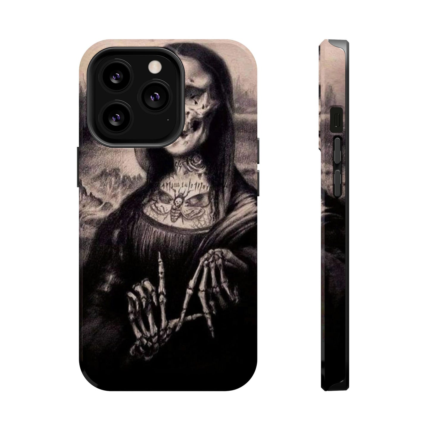 Gothic Art Phone Case, Skeleton Design, Impact-Resistant Cover, Unique Gift, Halloween Accessory, Edgy Tech Gear