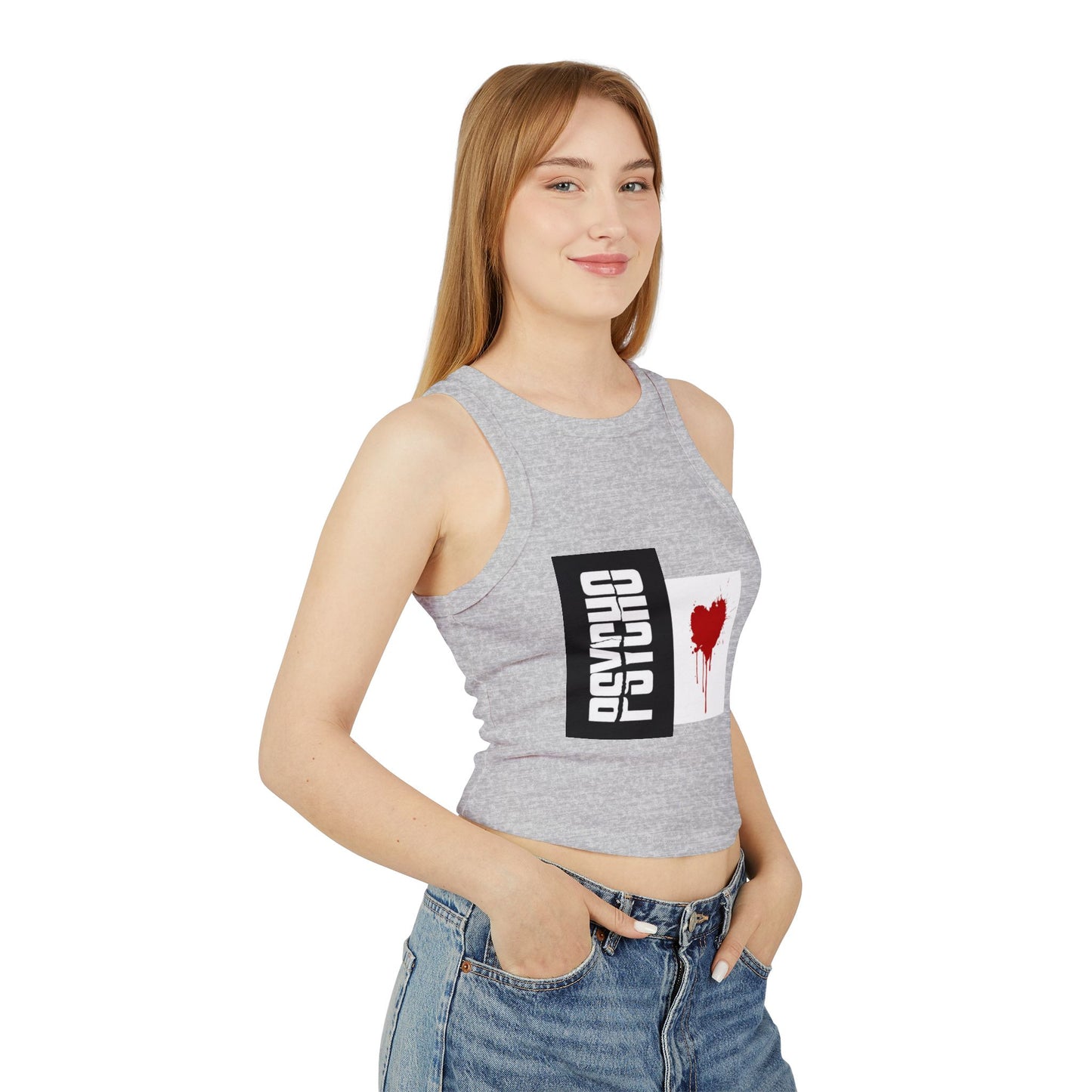Psycho Heart Women's Crop Tank, Edgy Fashion Top, Summer Outfit, Festival Wear, Grunge Style