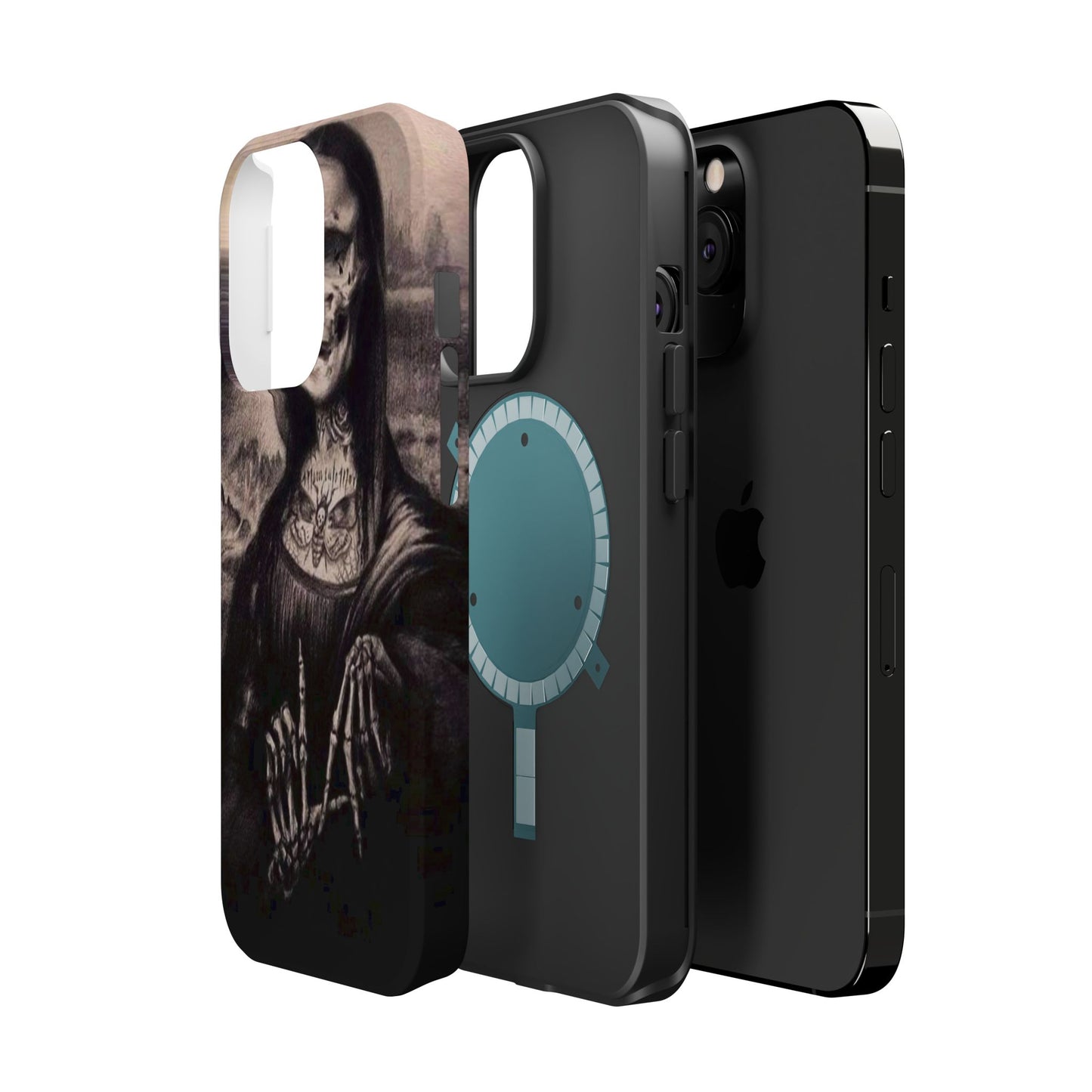 Gothic Art Phone Case, Skeleton Design, Impact-Resistant Cover, Unique Gift, Halloween Accessory, Edgy Tech Gear