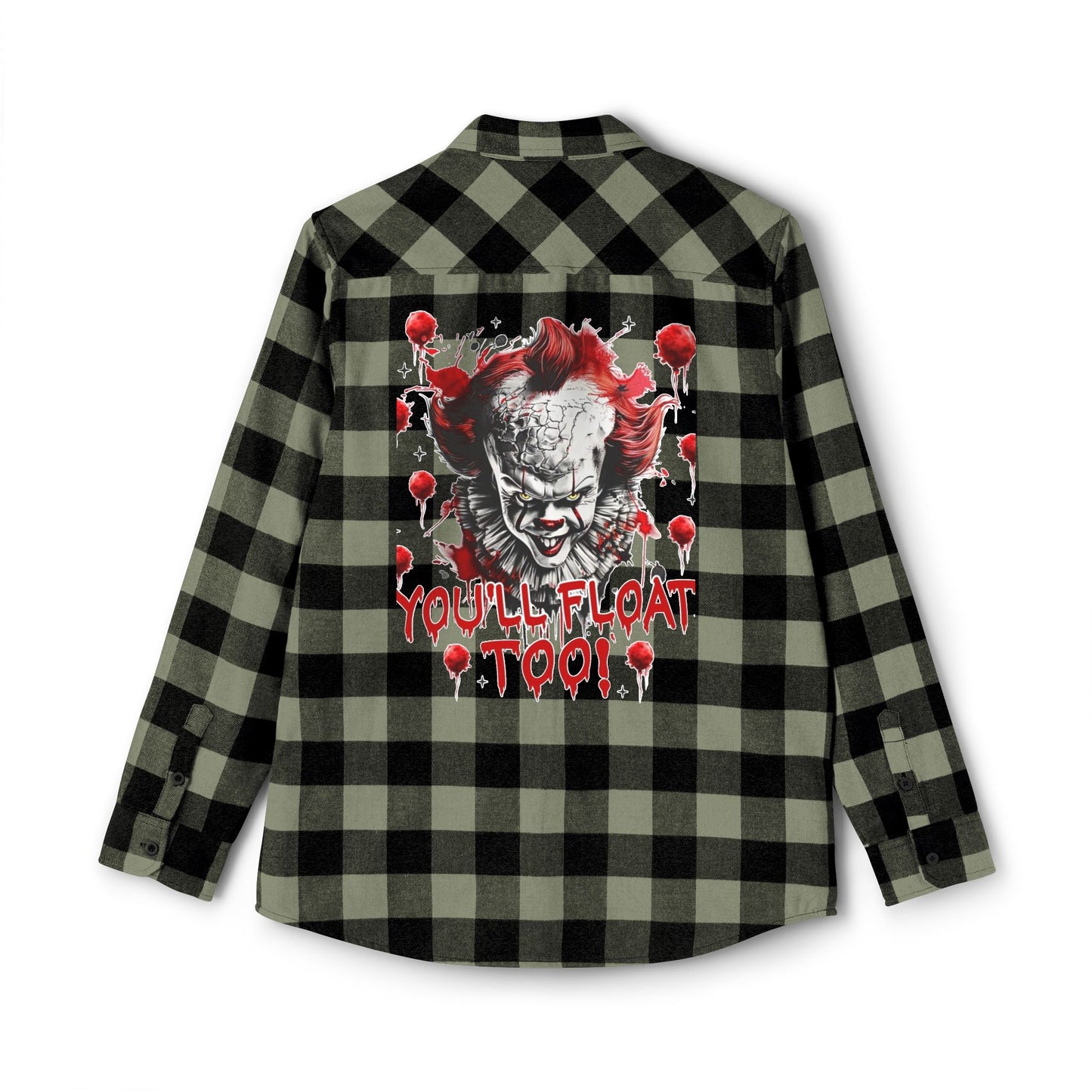 Unisex Flannel Shirt with Creepy Clown Design, Perfect for Fall Outfits, Halloween Parties, Casual Wear, Horror Fans, Cozy Style