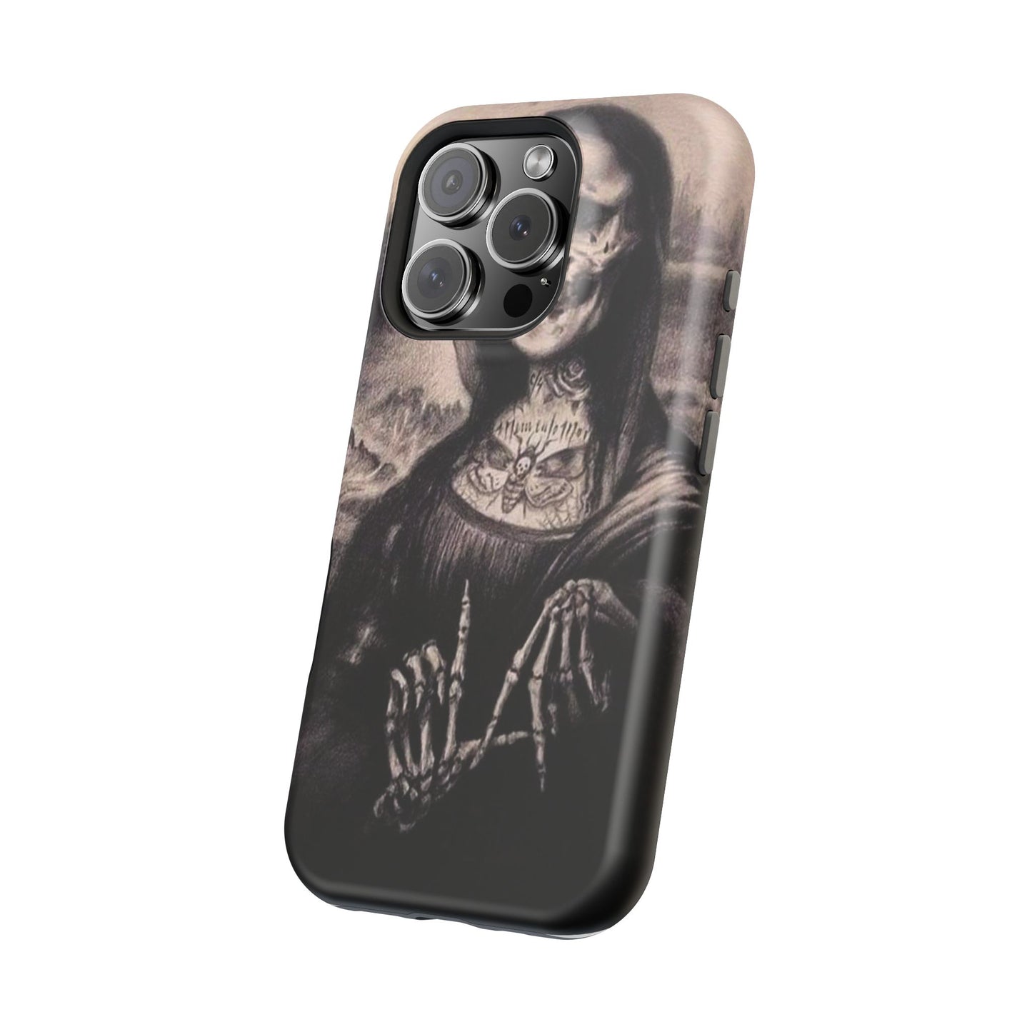 Gothic Art Phone Case, Skeleton Design, Impact-Resistant Cover, Unique Gift, Halloween Accessory, Edgy Tech Gear