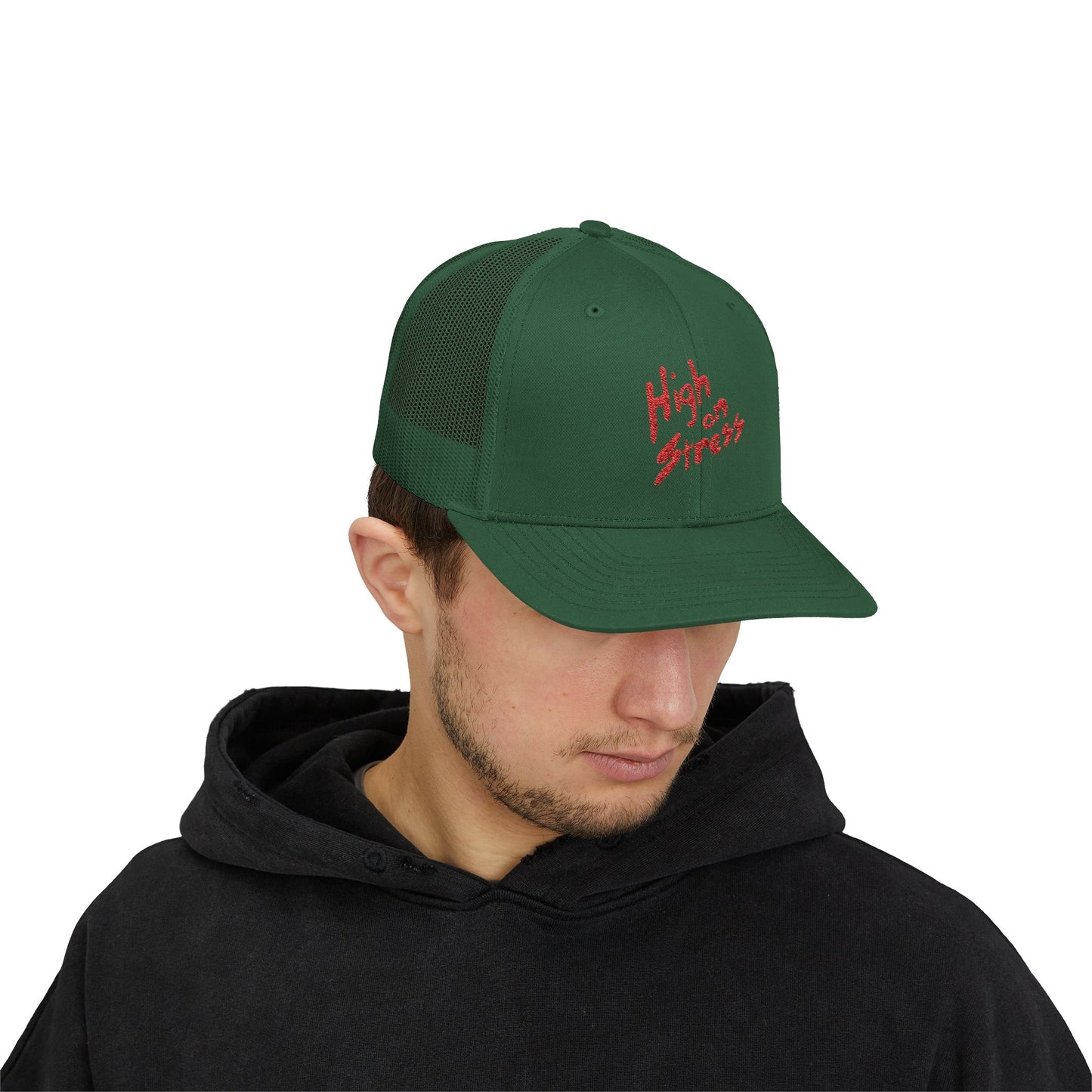 High on Stress Snapback Trucker Cap, Funny Cap for Stress Relief, Quirky Gift for Gamers, Casual Streetwear, Summer Essentials