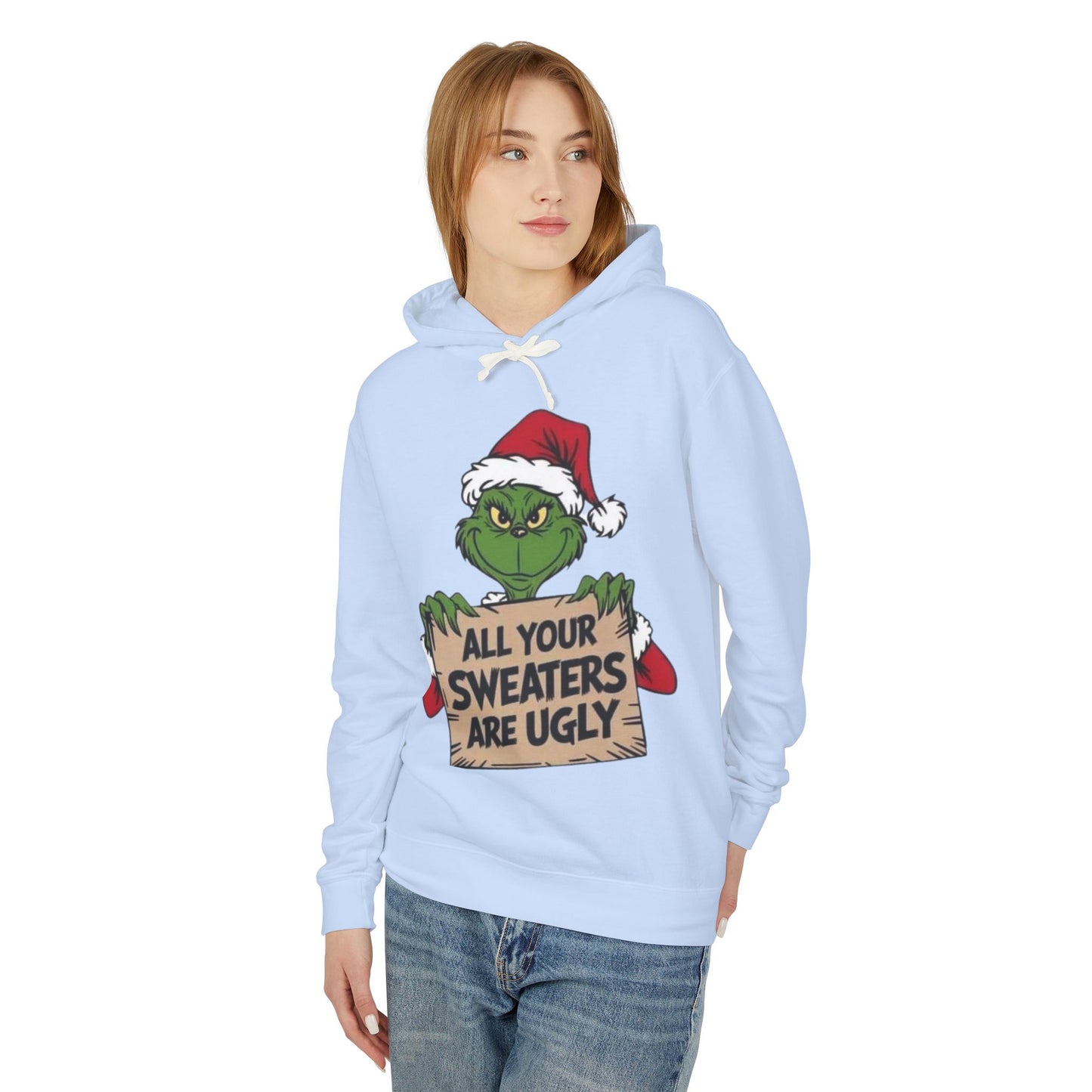 Grinch-Inspired Holiday Hoodie, Cozy Grinch Sweatshirt, Christmas Gift, Ugly Sweater Party Apparel, Unisex Lightweight Hoodie