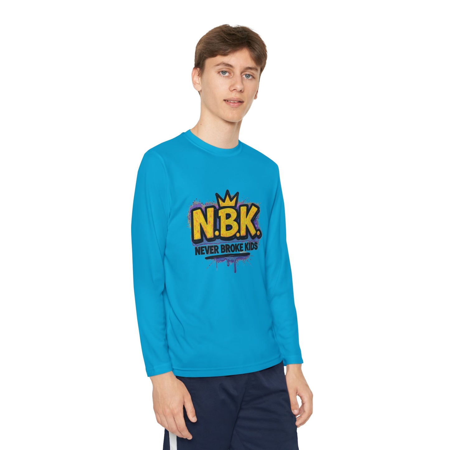 Youth Long Sleeve Tee - NBK Never Broke Kids, Cool Graphic Top for Kids, Growing Up, Birthday Gift, Casual Wear, Trendy Fashion