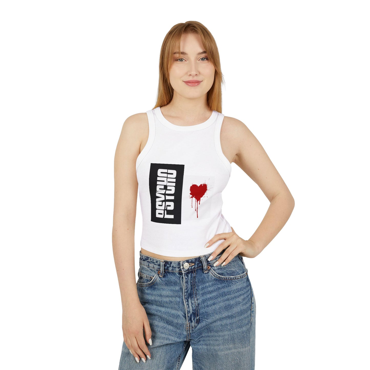 Psycho Heart Women's Crop Tank, Edgy Fashion Top, Summer Outfit, Festival Wear, Grunge Style
