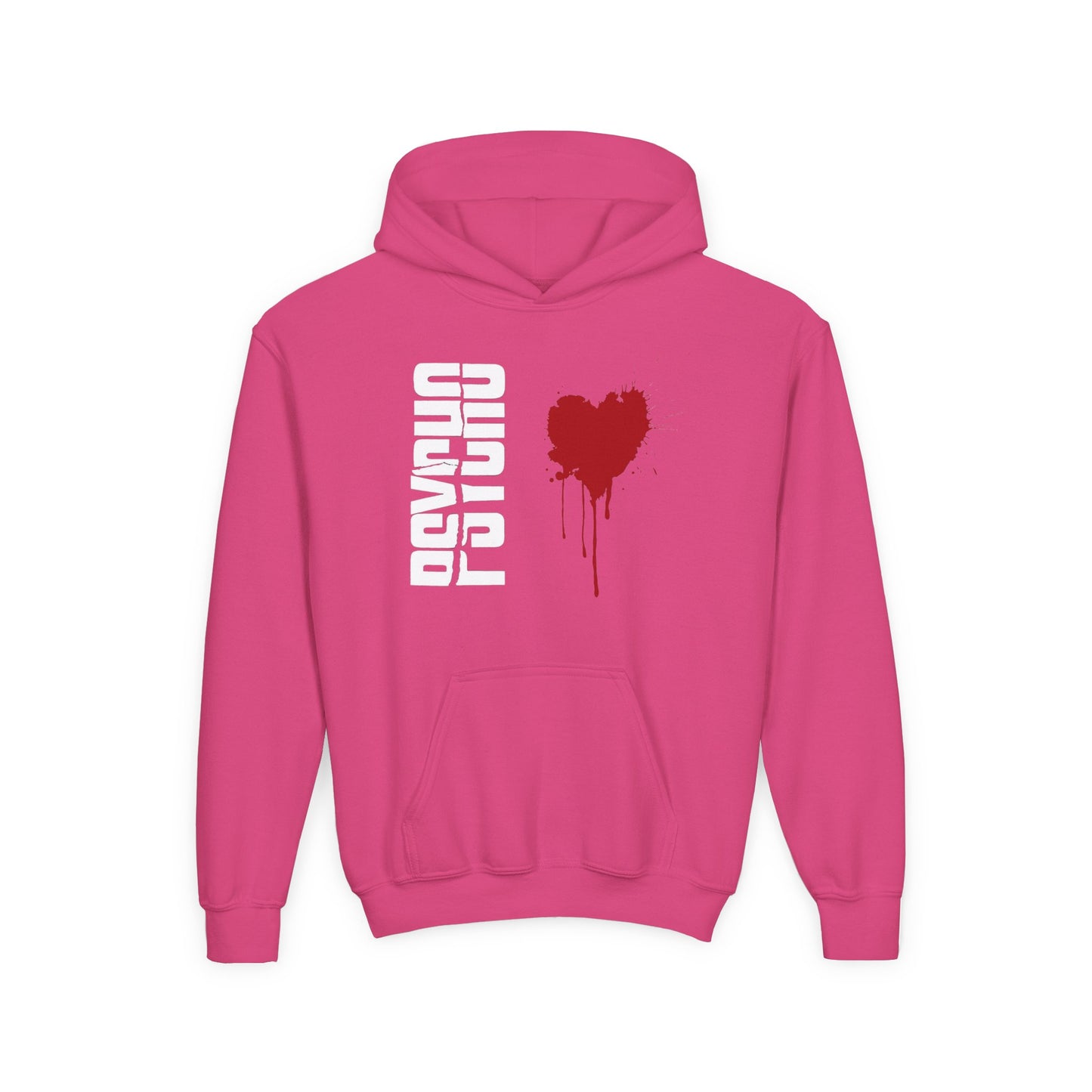 Youth Hooded Sweatshirt with Heart Design, Cozy Pullover, Trendy Sweatshirt, Gift for Teens, Casual Wear, Fashion Hoodie